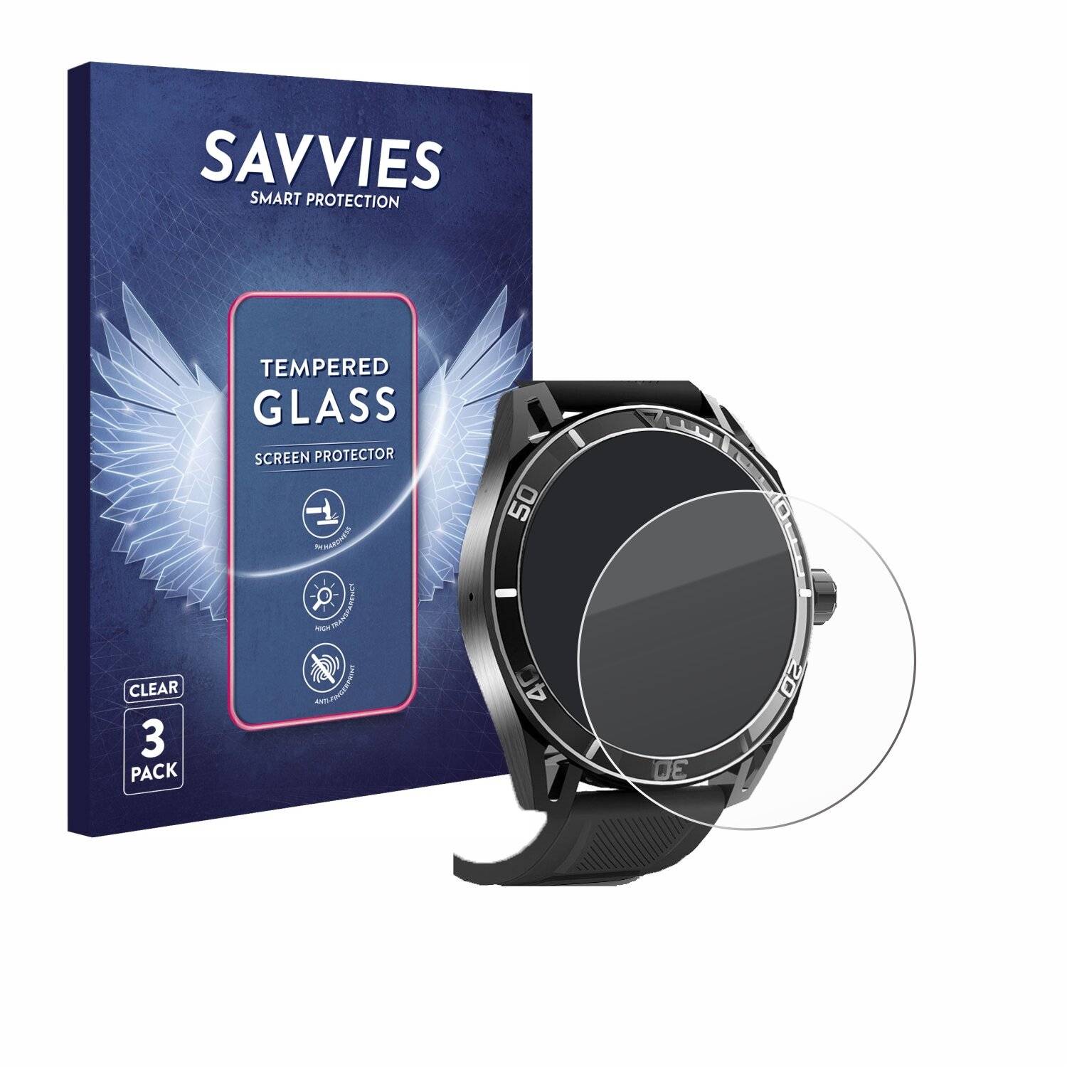 3x Savvies Clear Schutzglas für Yuede Smartwatch 1.43