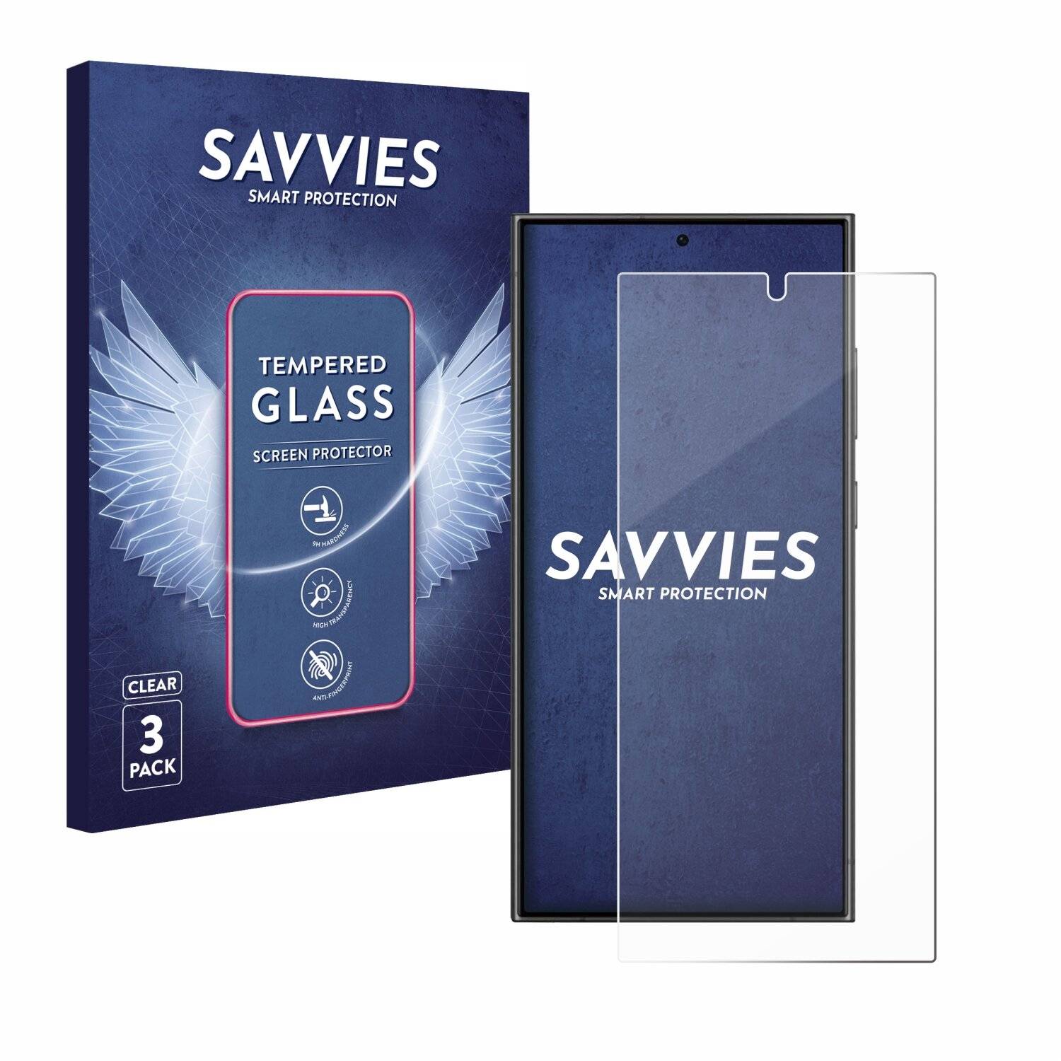 3x Savvies Clear Schutzglas für Samsung Galaxy S24