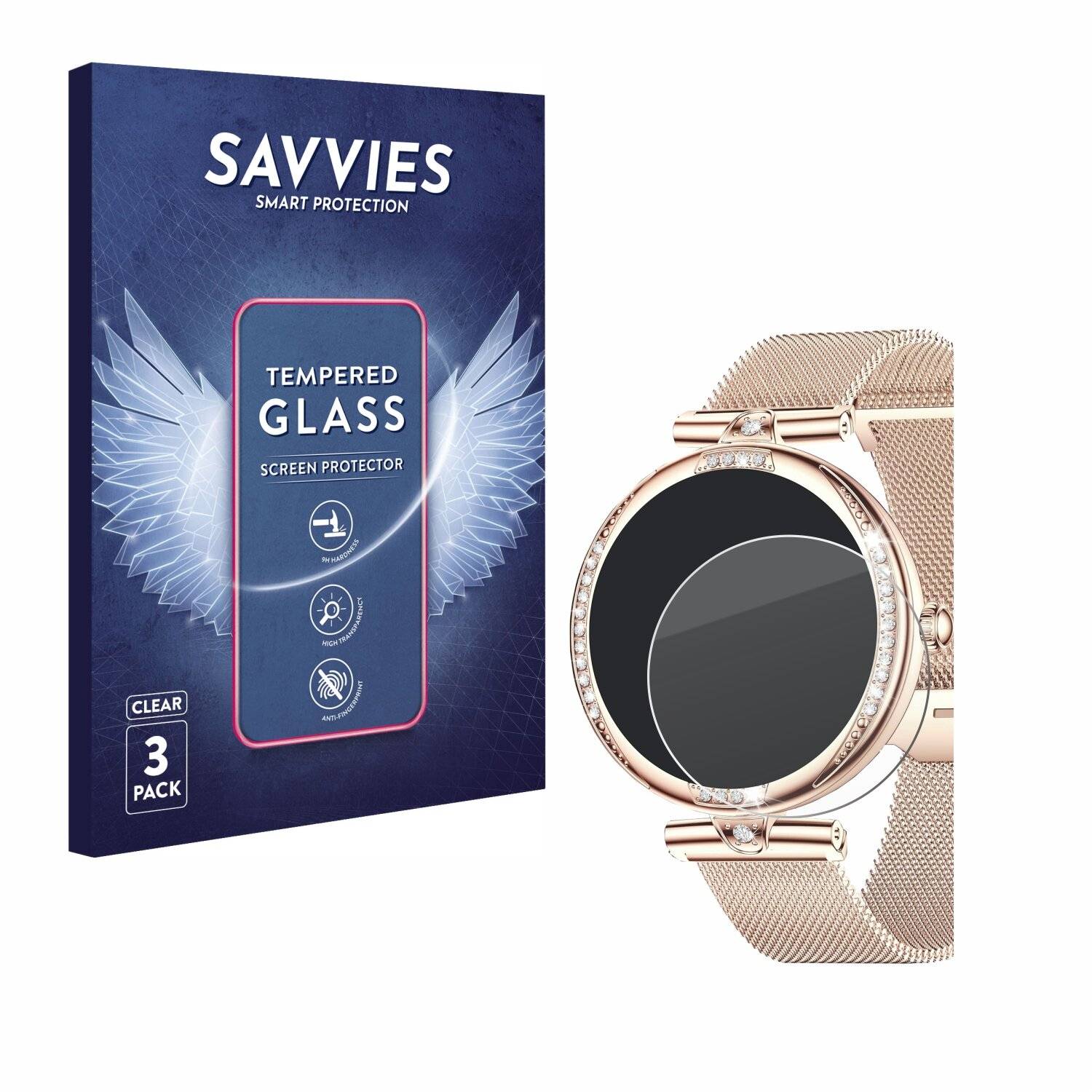 3x Savvies Clear Schutzglas für Shepatio Smartwatch