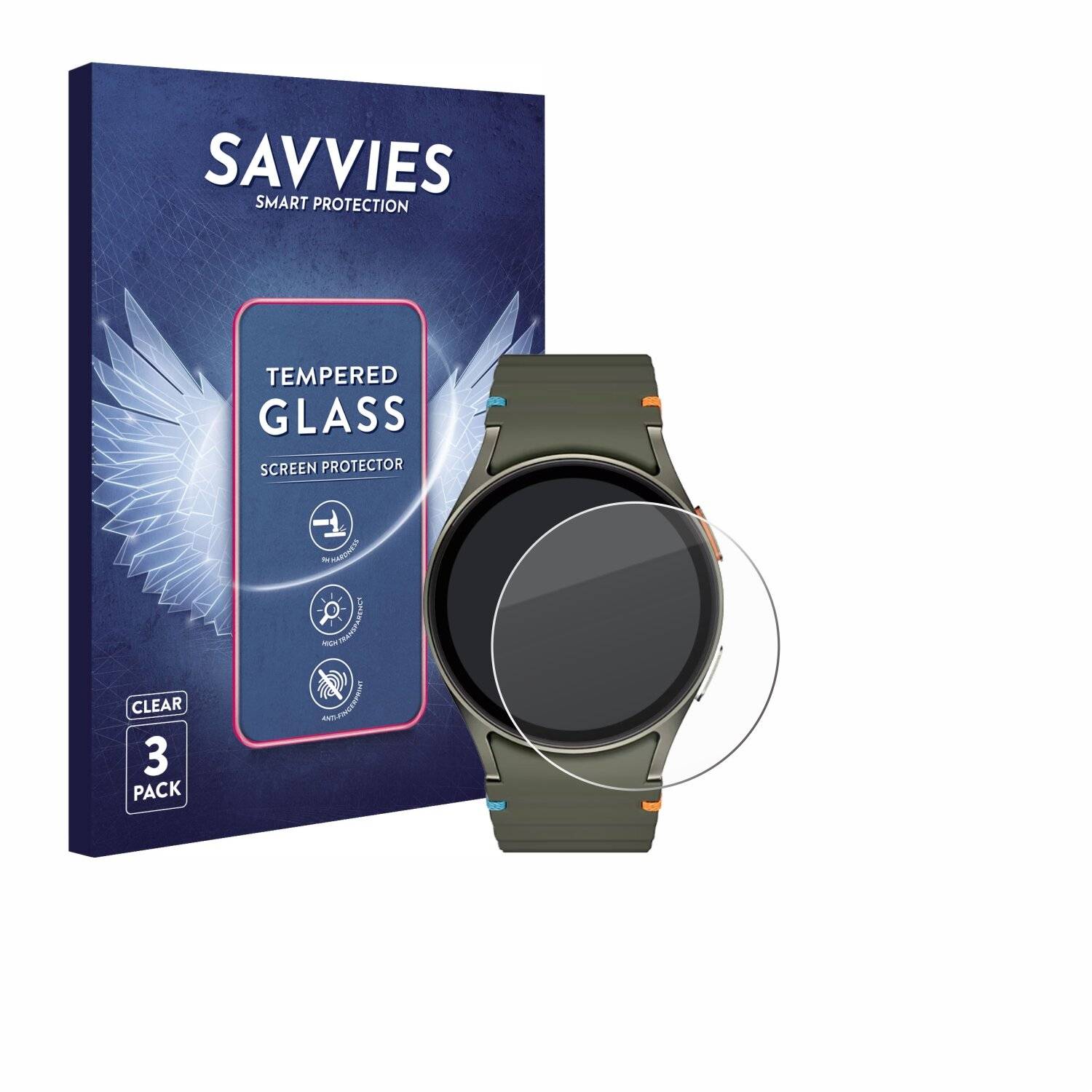 3x Savvies Clear Schutzglas für Samsung Galaxy Watch 7 (40