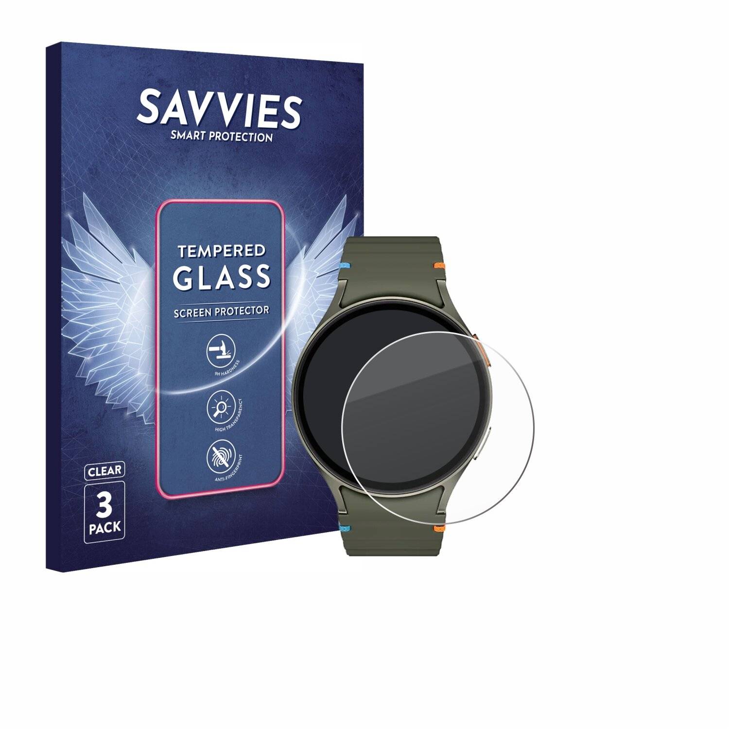 3x Savvies Clear Schutzglas für Samsung Galaxy Watch 7 (44