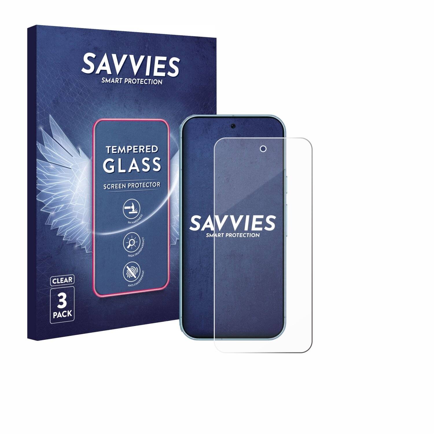 3x Savvies Clear Schutzglas für Google Pixel 9