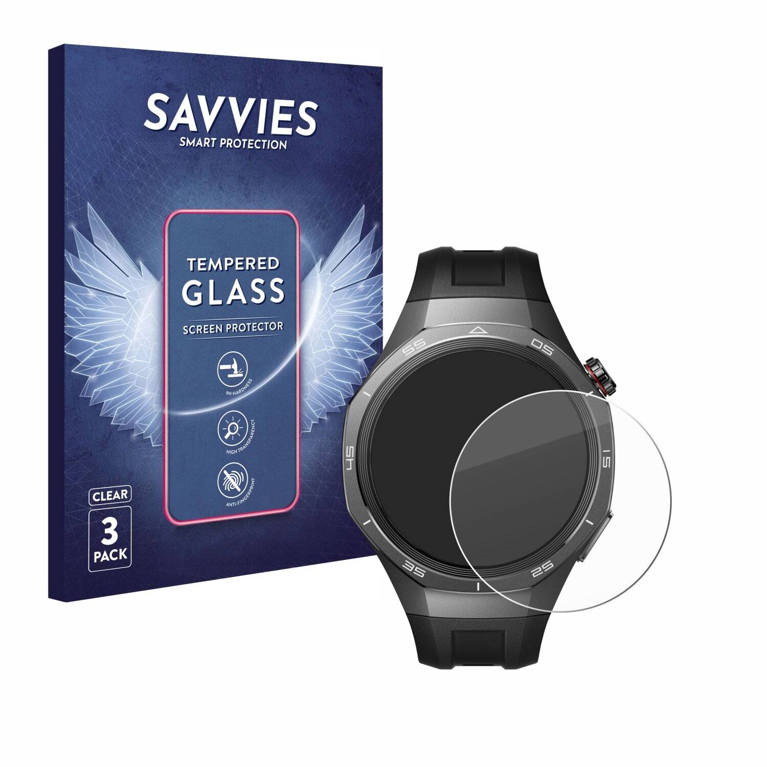 3x Savvies Clear Schutzglas für Huawei Watch GT 5 Pro (46