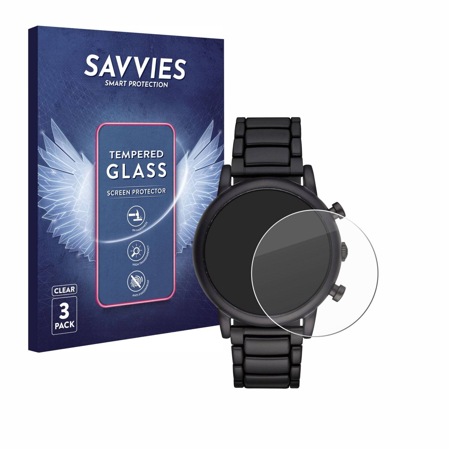 3x Savvies Clear Schutzglas für Emporio Armani Chronograph