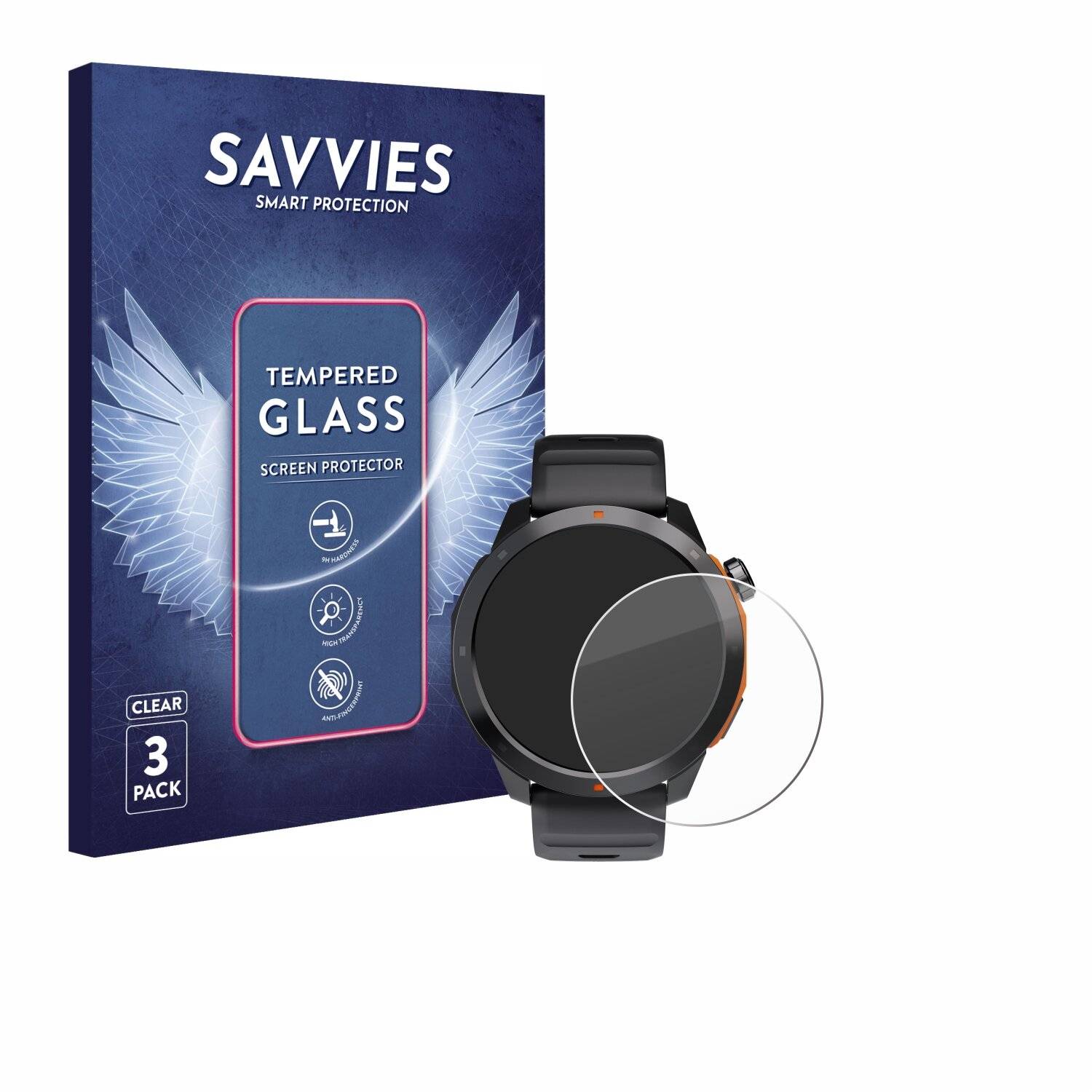 3x Savvies Clear Schutzglas für Kiano Watch