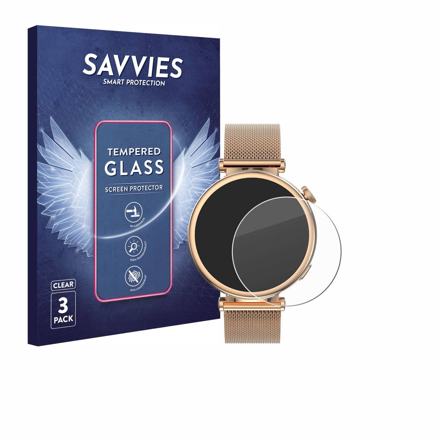 3x Savvies Clear Schutzglas für Kiano Watch