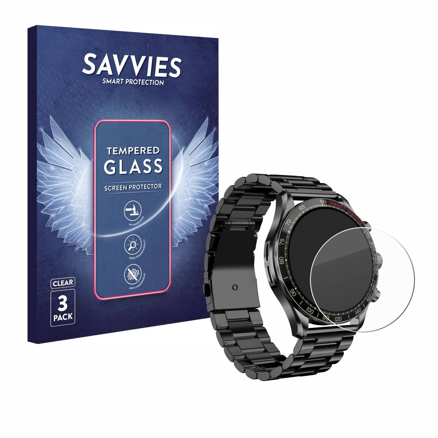 3x Savvies Clear Schutzglas für Maoo Titan Smartwatch