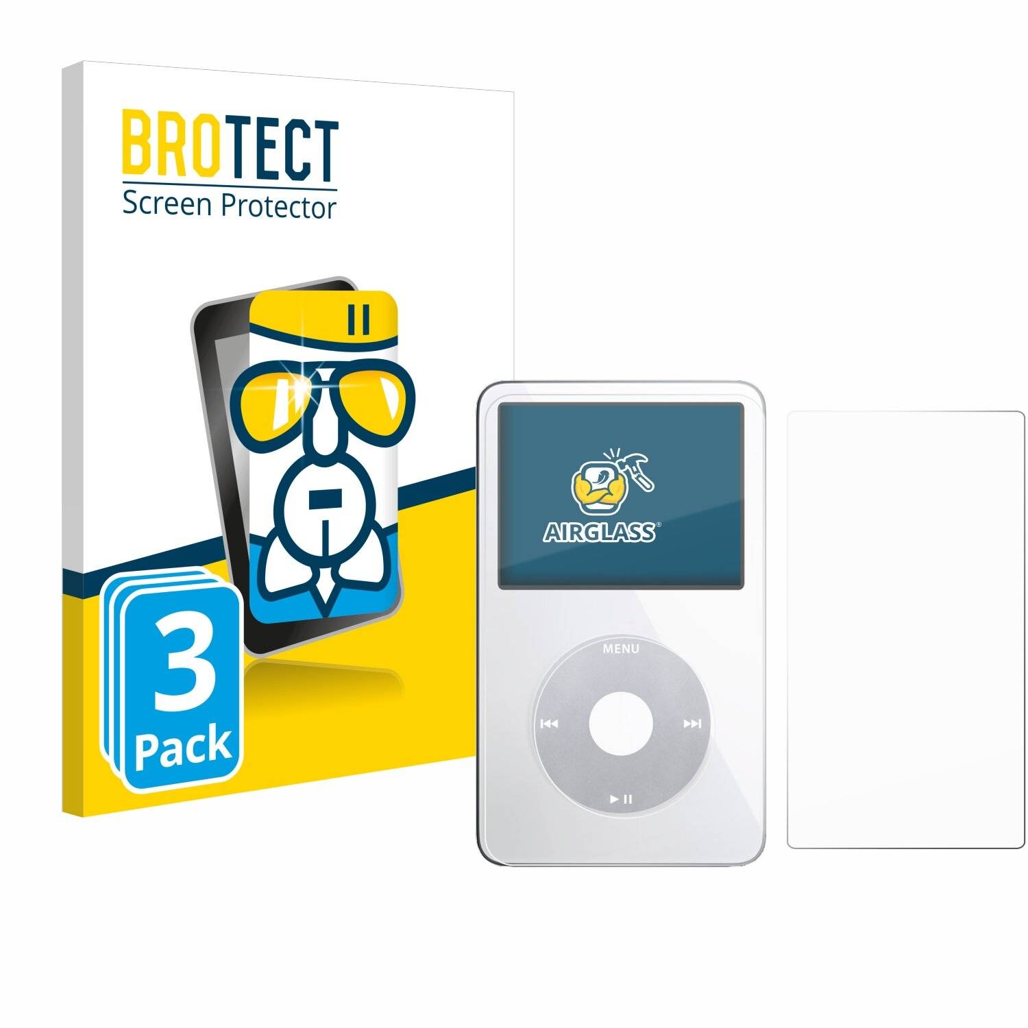 3x BROTECT AirGlass Glas Panzer-Folie für Apple iPod Classic Video (Display+Rückseite) -