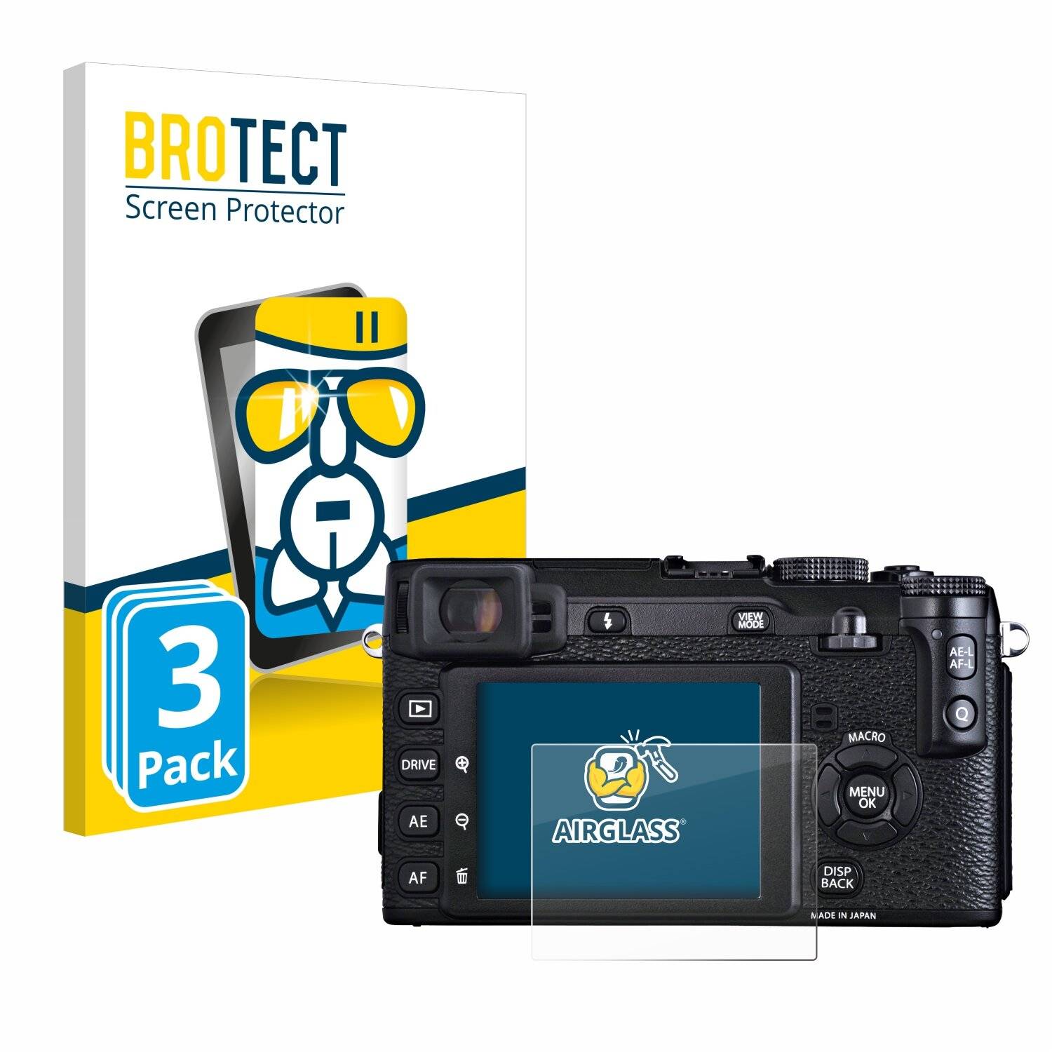 3x BROTECT AirGlass Glas Panzer-Folie für Fujifilm X-E1 -