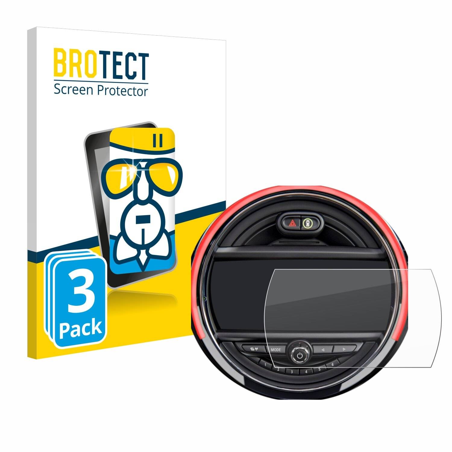 3x BROTECT AirGlass Glas Panzer-Folie für Mini Cooper R56 (6.5) -