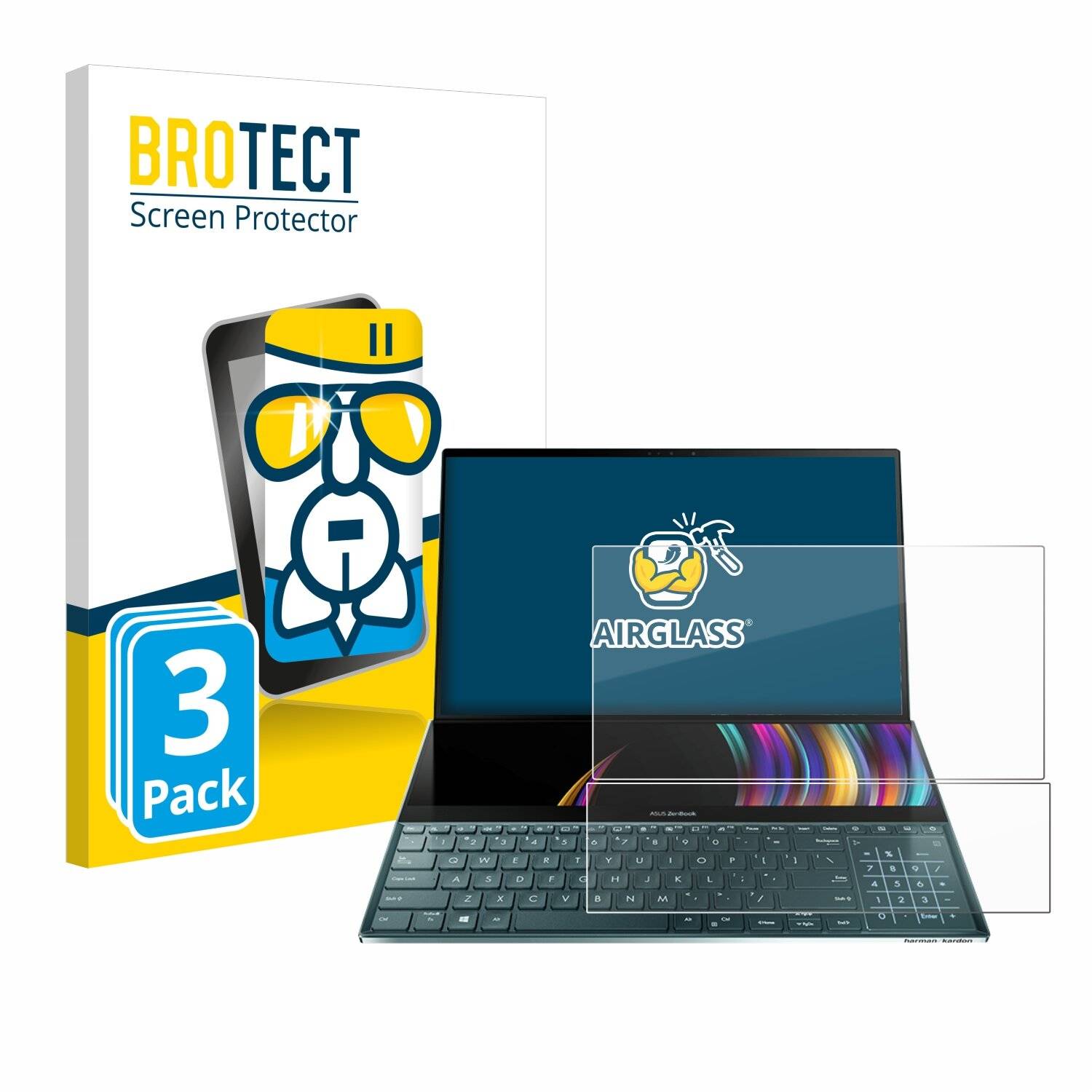 3x BROTECT AirGlass Glas Panzer-Folie für ASUS ZenBook Duo UX481FL -