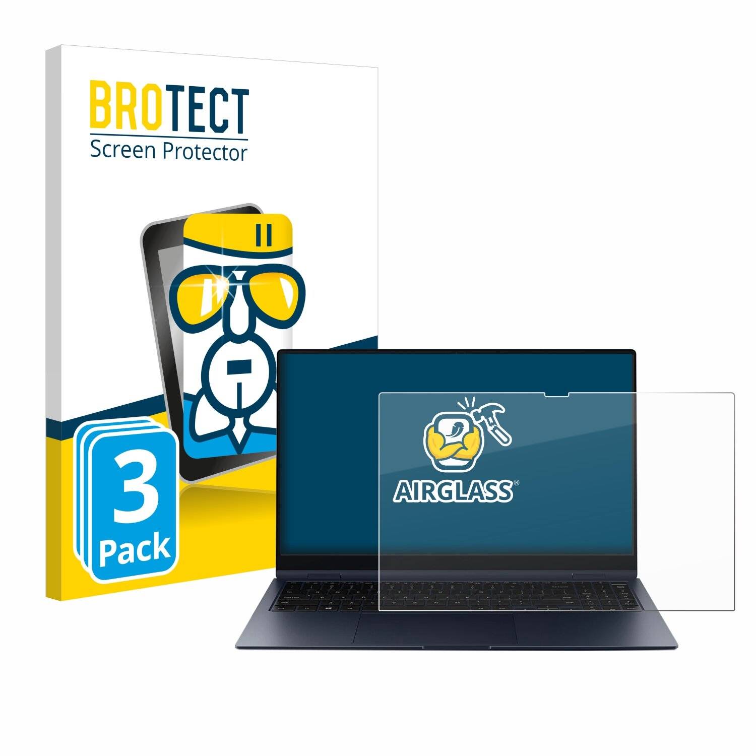 3x BROTECT AirGlass Glas Panzer-Folie für Samsung Galaxy Book Pro 360 15 -
