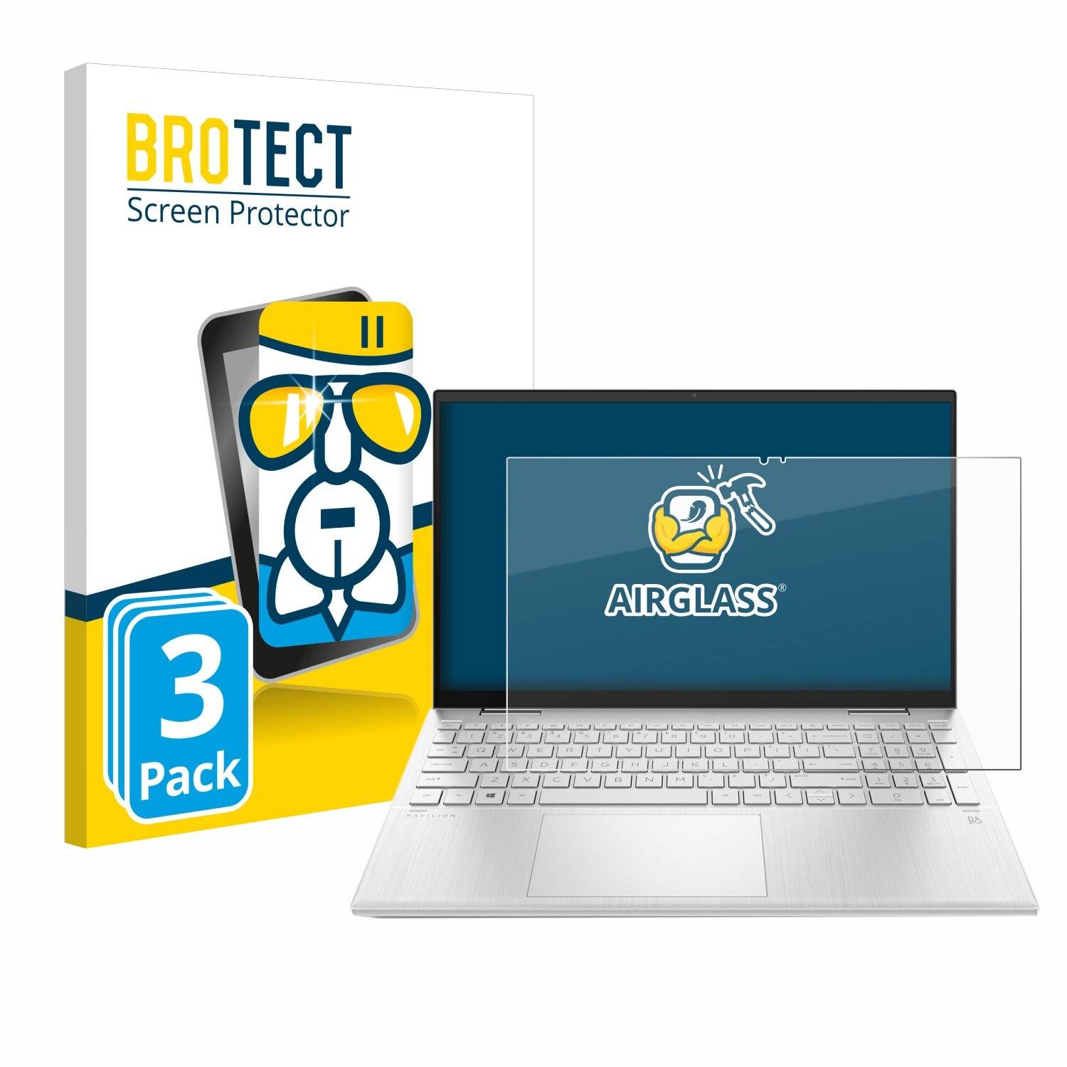 3x BROTECT AirGlass Glas Panzer-Folie für HP Pavilion x360 (15-erX) -