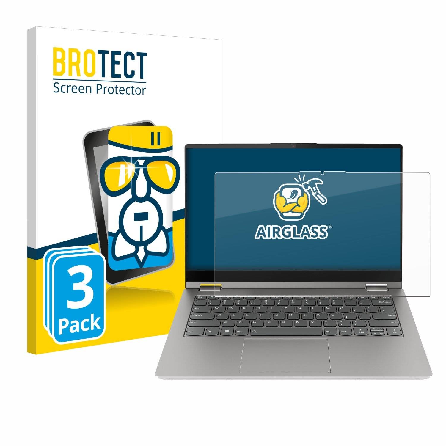 3x BROTECT AirGlass Glas Panzer-Folie für Lenovo ThinkBook 14s Yoga -