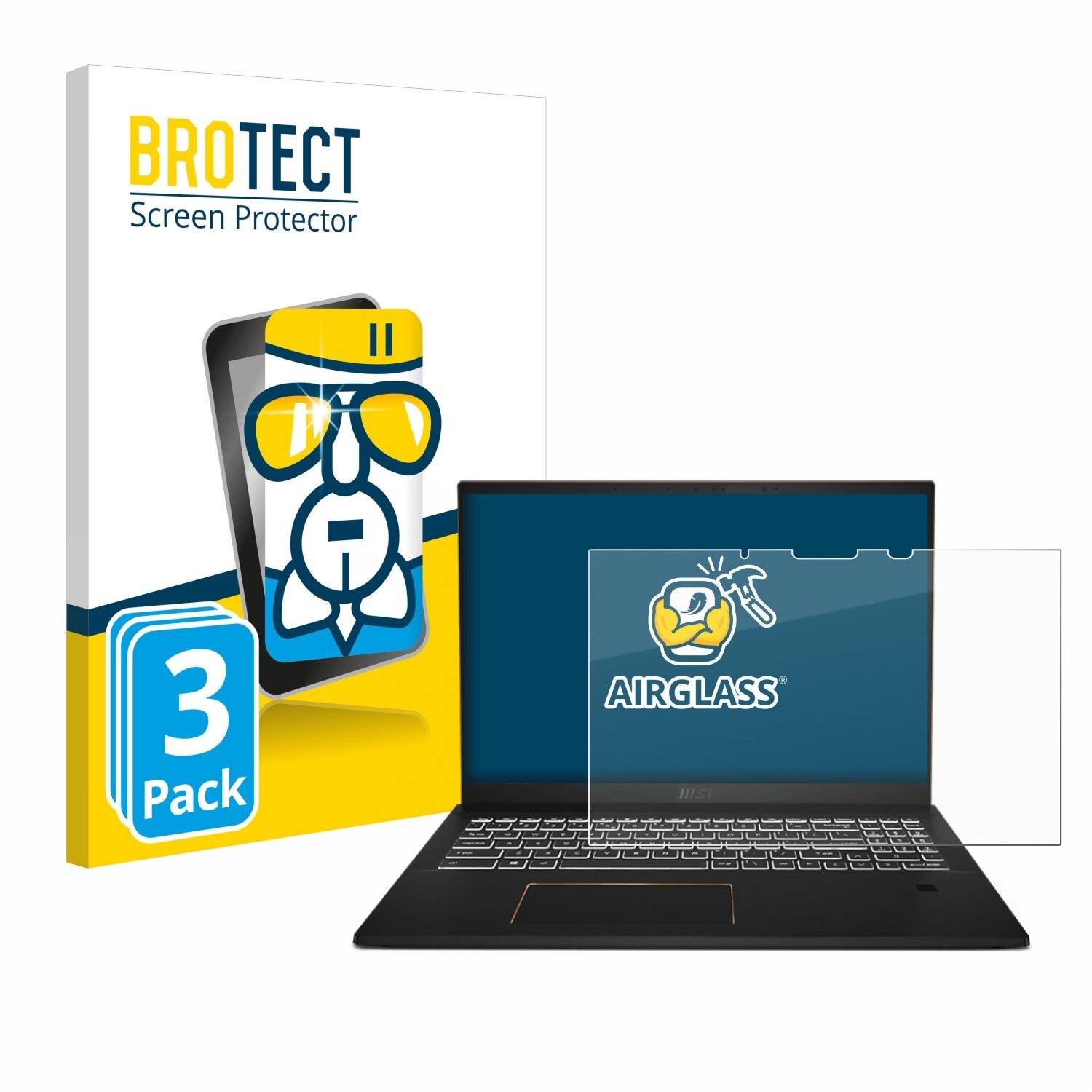 3x BROTECT AirGlass Glas Panzer-Folie für MSI Summit E16 Flip -
