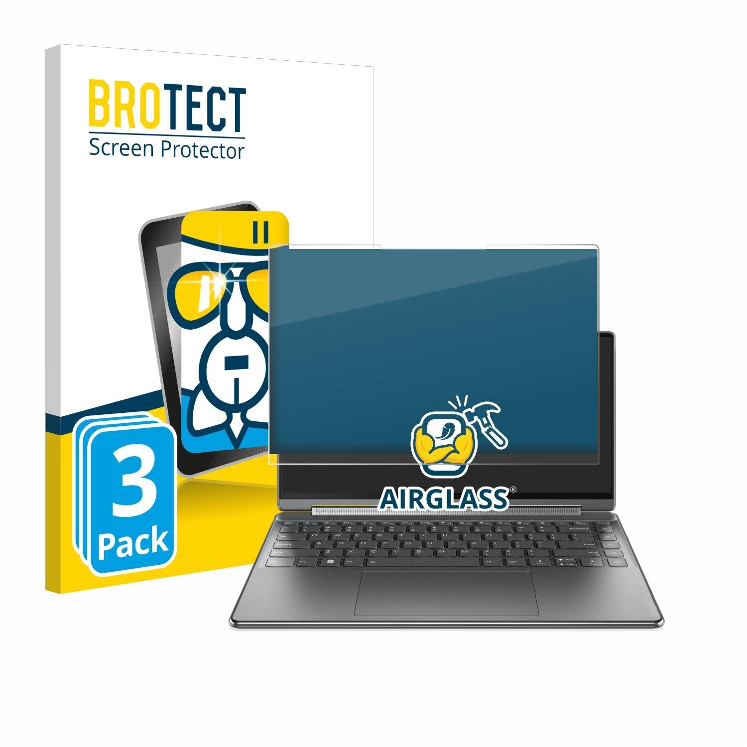 3x BROTECT AirGlass Glas Panzer-Folie für Lenovo Yoga 9i Gen 7 14 16:10 -
