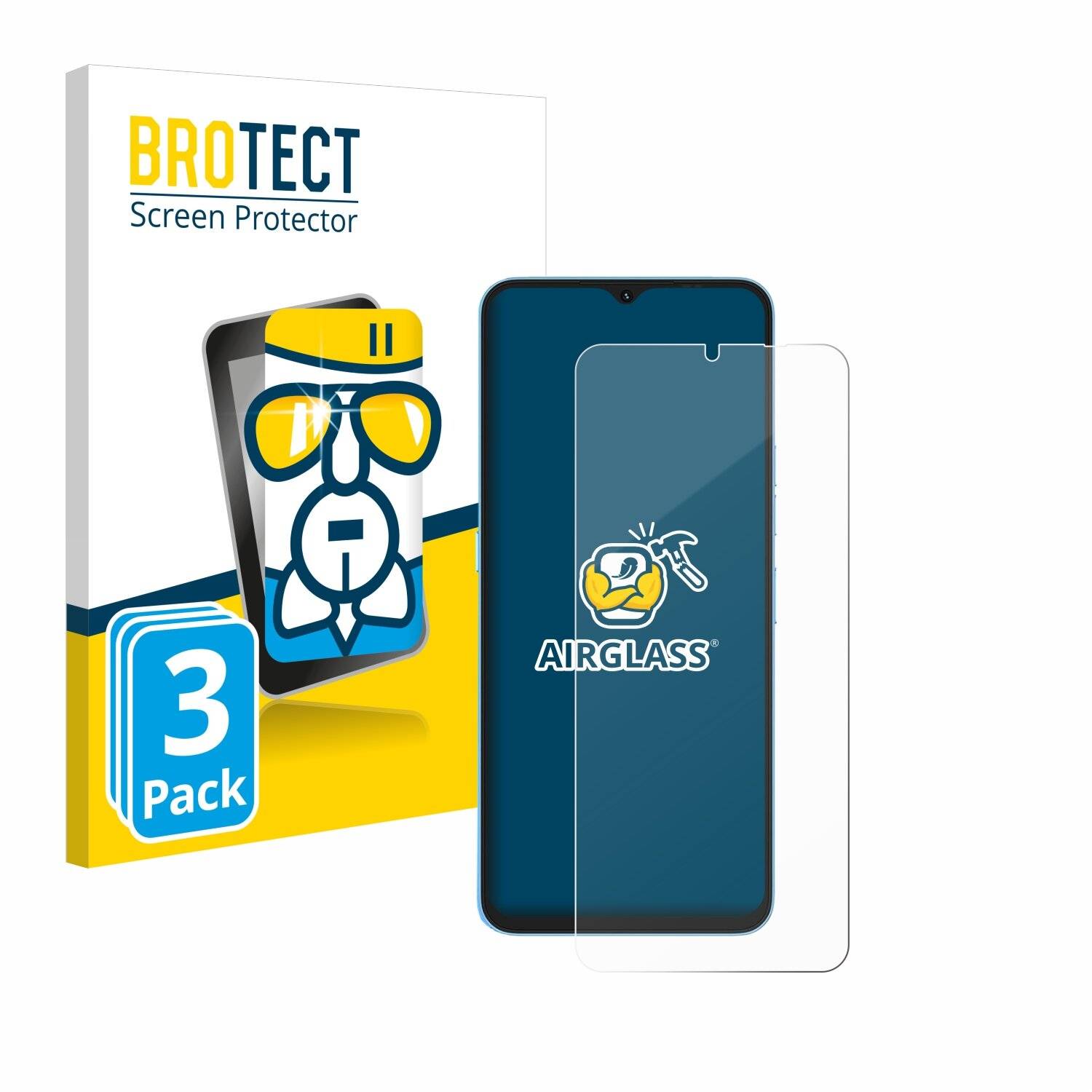 3x BROTECT AirGlass Glas Panzer-Folie für Umidigi A13S -