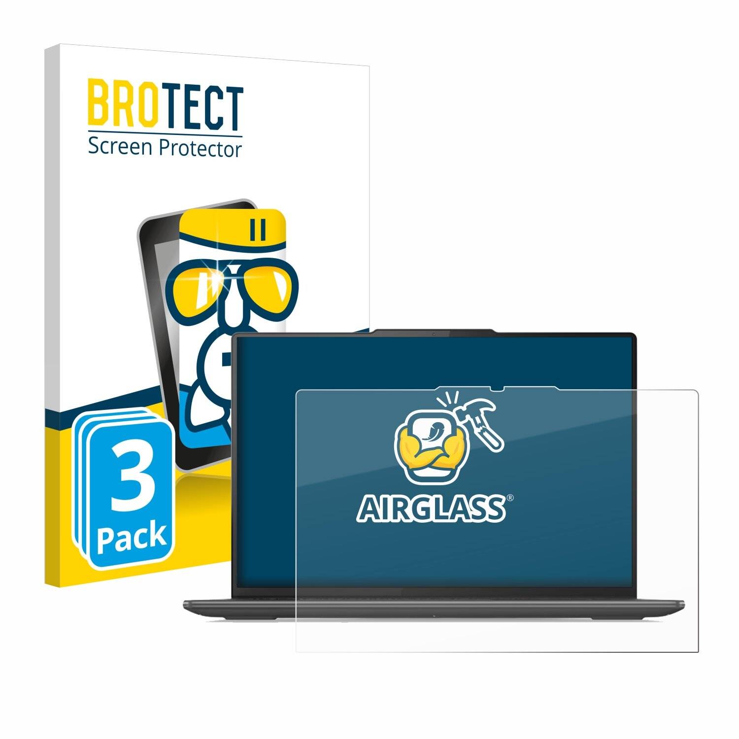 3x BROTECT AirGlass Glas Panzer-Folie für Lenovo Yoga Pro 9i Gen 8 16 -