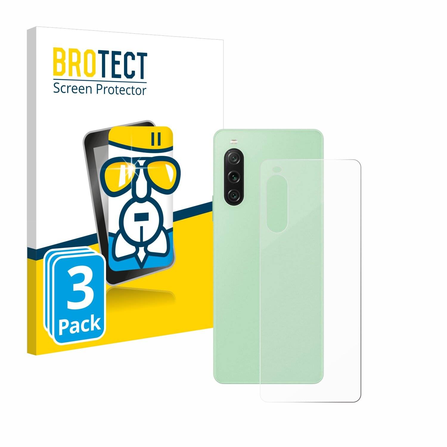 3x BROTECT AirGlass Glas Panzer-Folie für Sony Xperia 10 V (Rückseite) -
