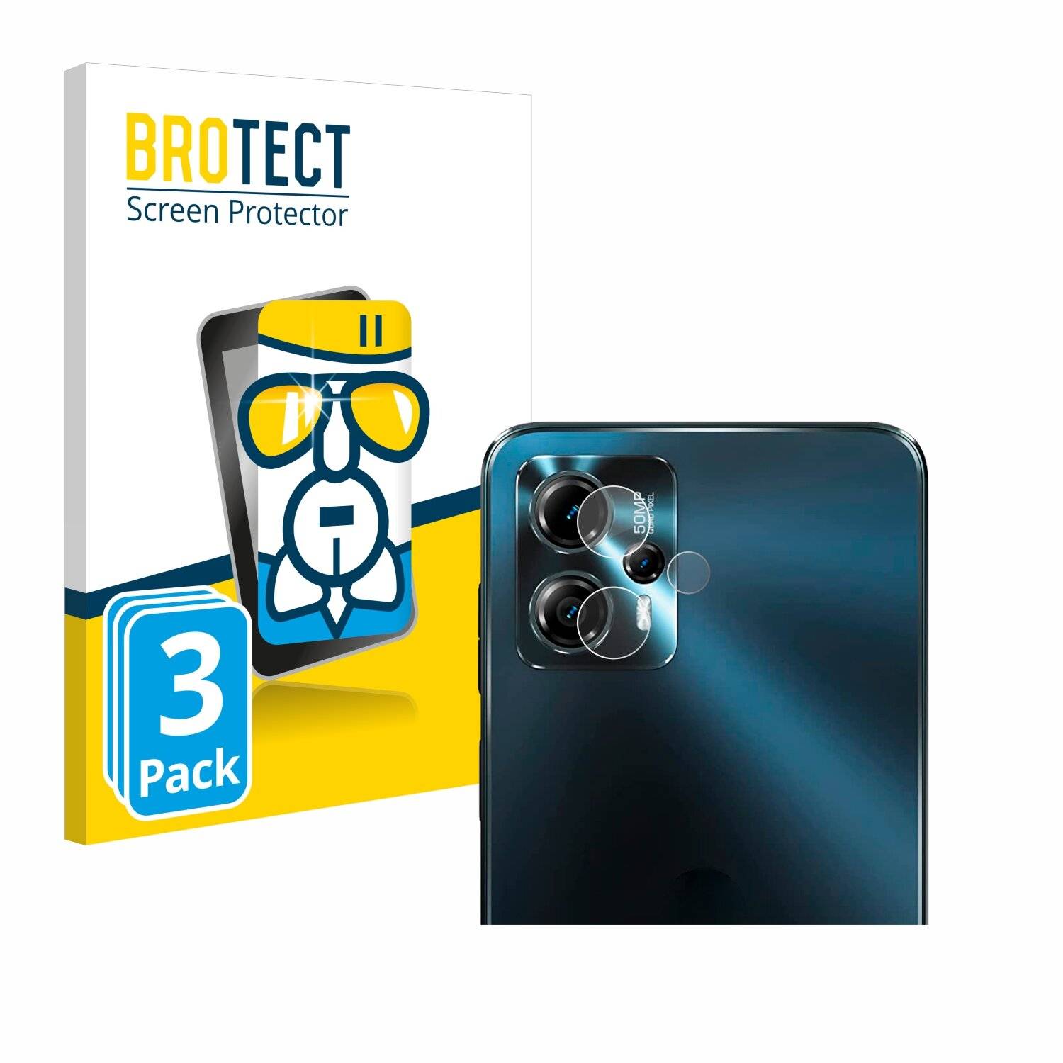 3x BROTECT AirGlass Glas Panzer-Folie für Motorola Moto G13 (NUR Kameraschutz) -