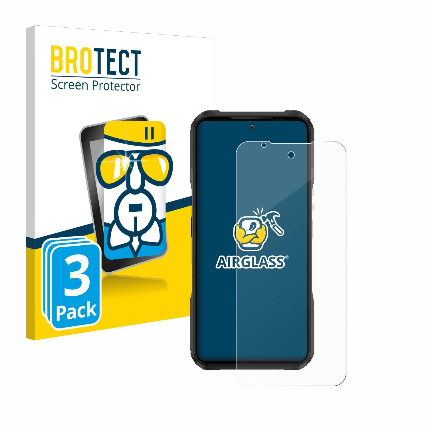 3x BROTECT AirGlass Glas Panzer-Folie für Doogee V20 Pro -