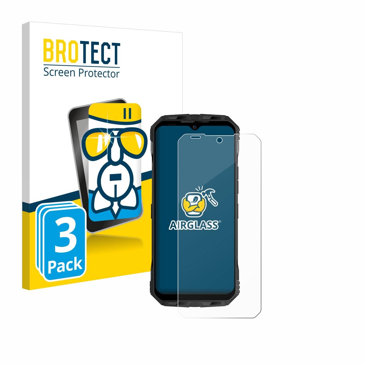 3x BROTECT AirGlass Glas Panzer-Folie für Doogee V Max -