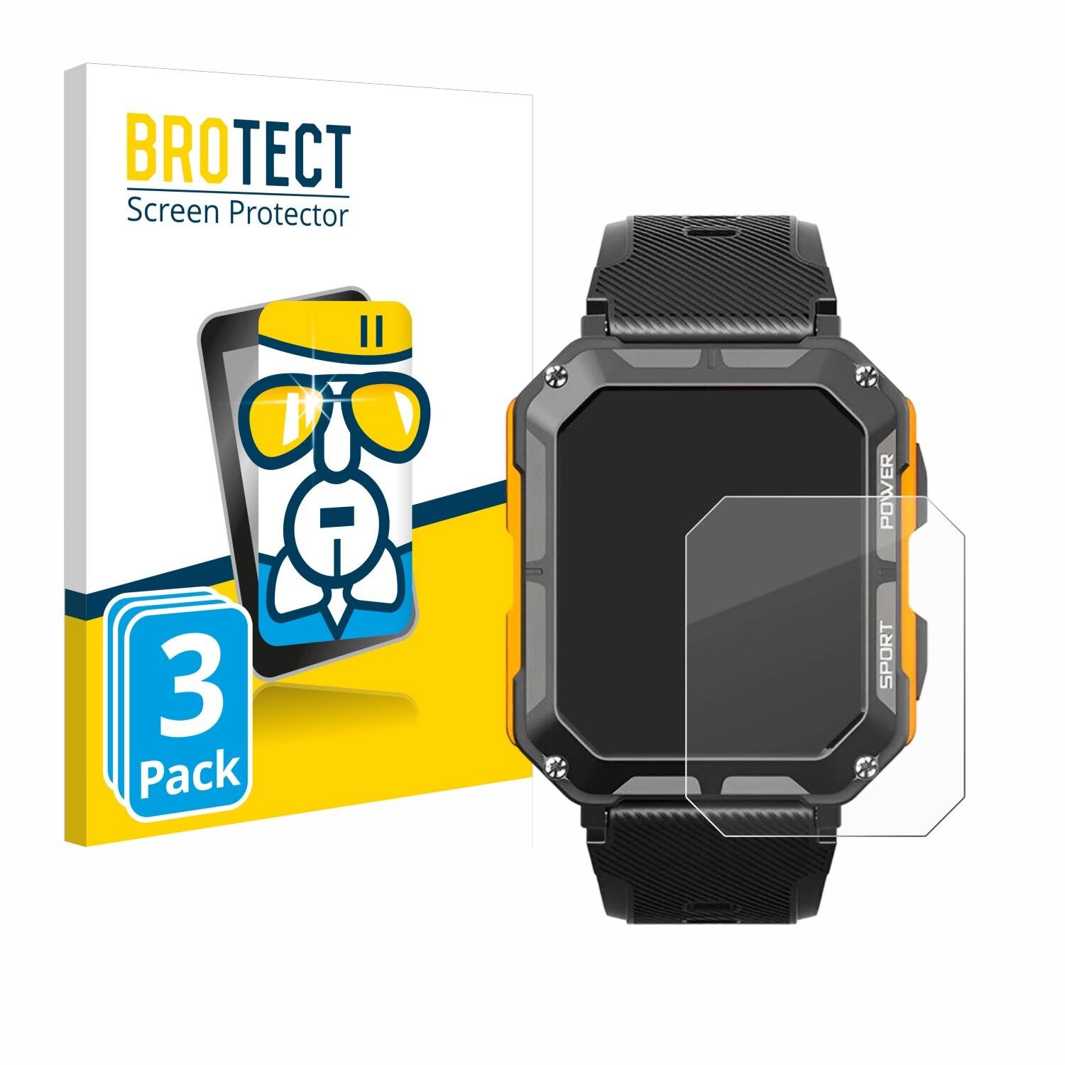 3x BROTECT AirGlass Glas Panzer-Folie für Njord Gear The Indestructible Smartwatch -