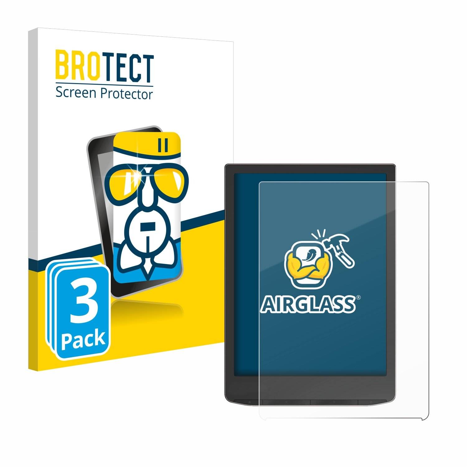 3x BROTECT AirGlass Glas Panzer-Folie für PocketBook InkPad 4 -