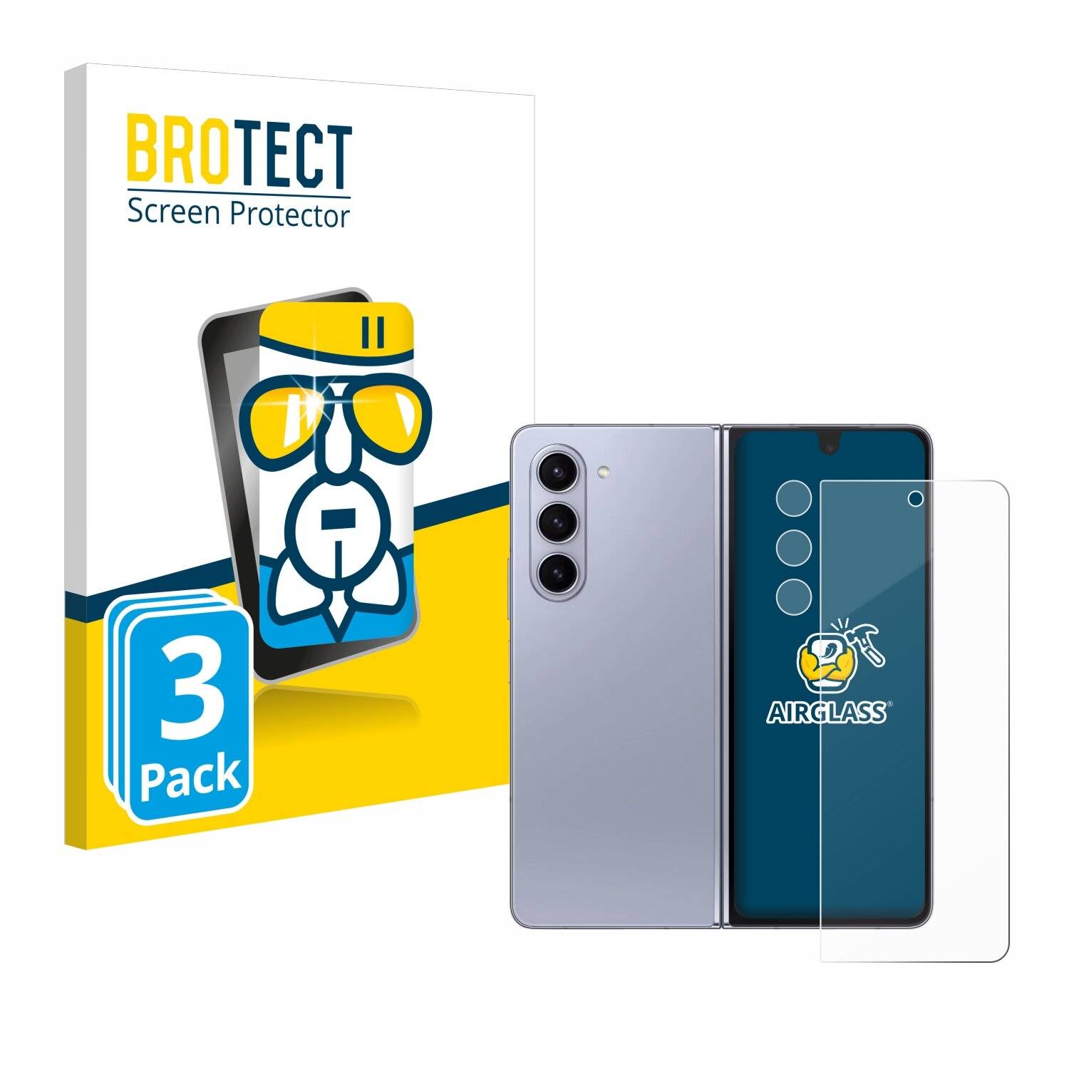 3x BROTECT AirGlass Glas Panzer-Folie für Samsung Galaxy Z Fold 5 (Display+Kamera) -