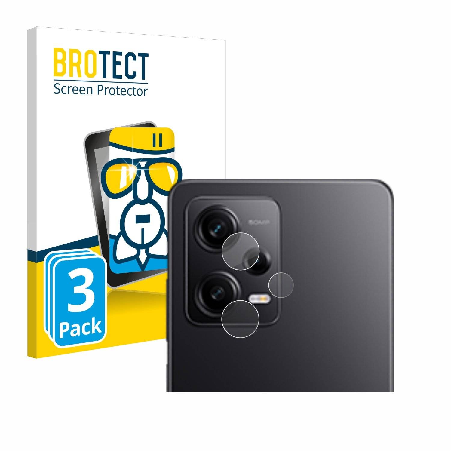 3x BROTECT AirGlass Glas Panzer-Folie für Xiaomi Redmi Note 12 Pro 5G (NUR Kameraschutz) -