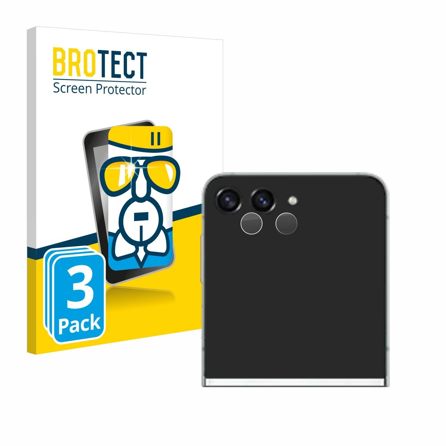 3x BROTECT AirGlass Glas Panzer-Folie für Samsung Galaxy Z Flip 5 (NUR Kameraschutz) -