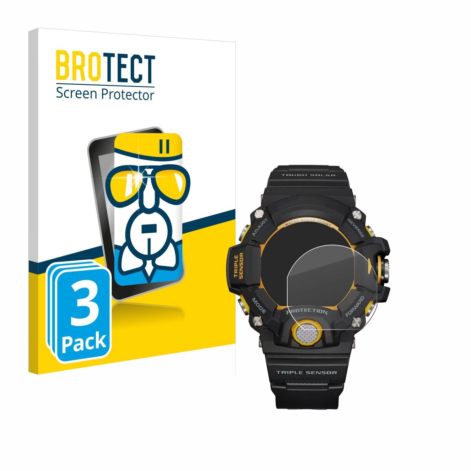 3x BROTECT AirGlass Glas Panzer-Folie für Casio G-Shock GW-9400Y-1 -