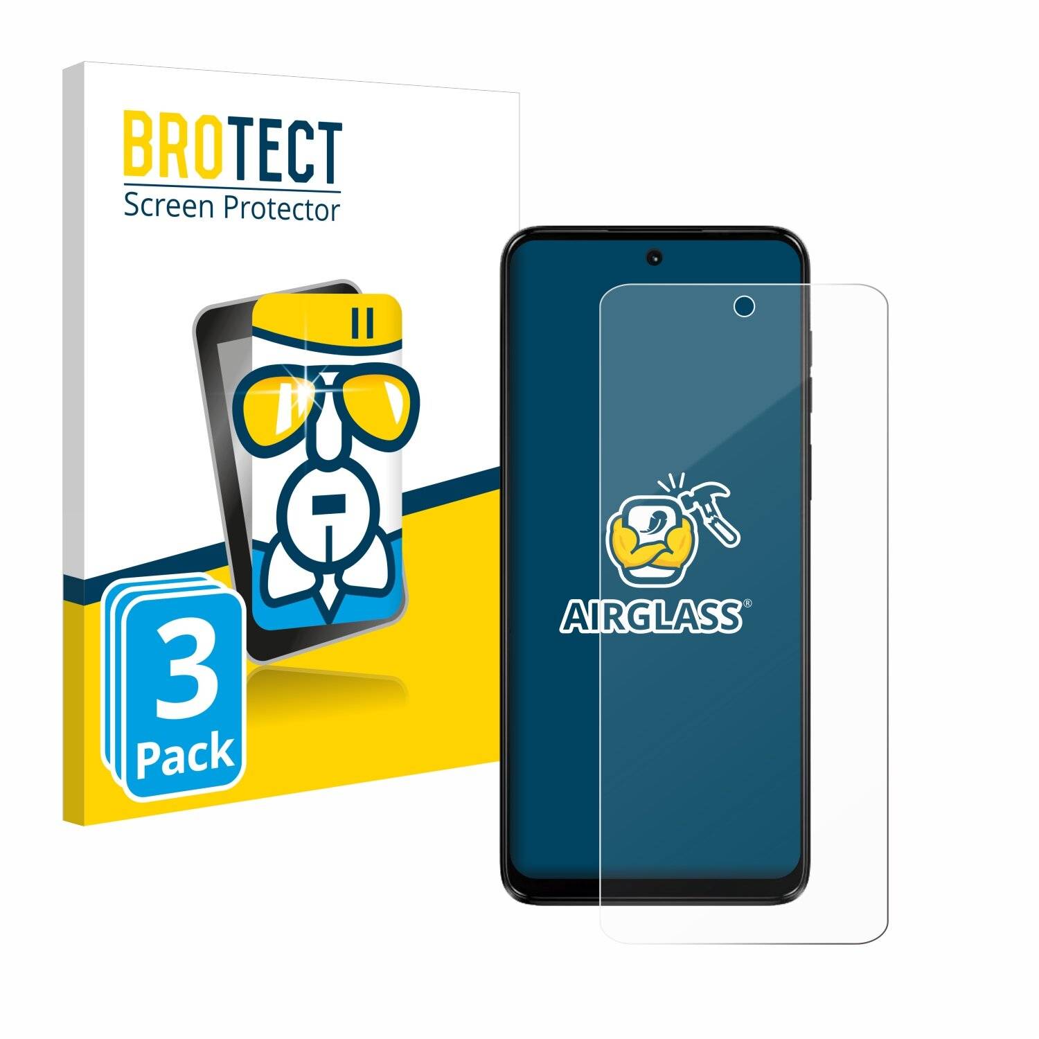 3x BROTECT AirGlass Glas Panzer-Folie für Motorola Moto G14 -