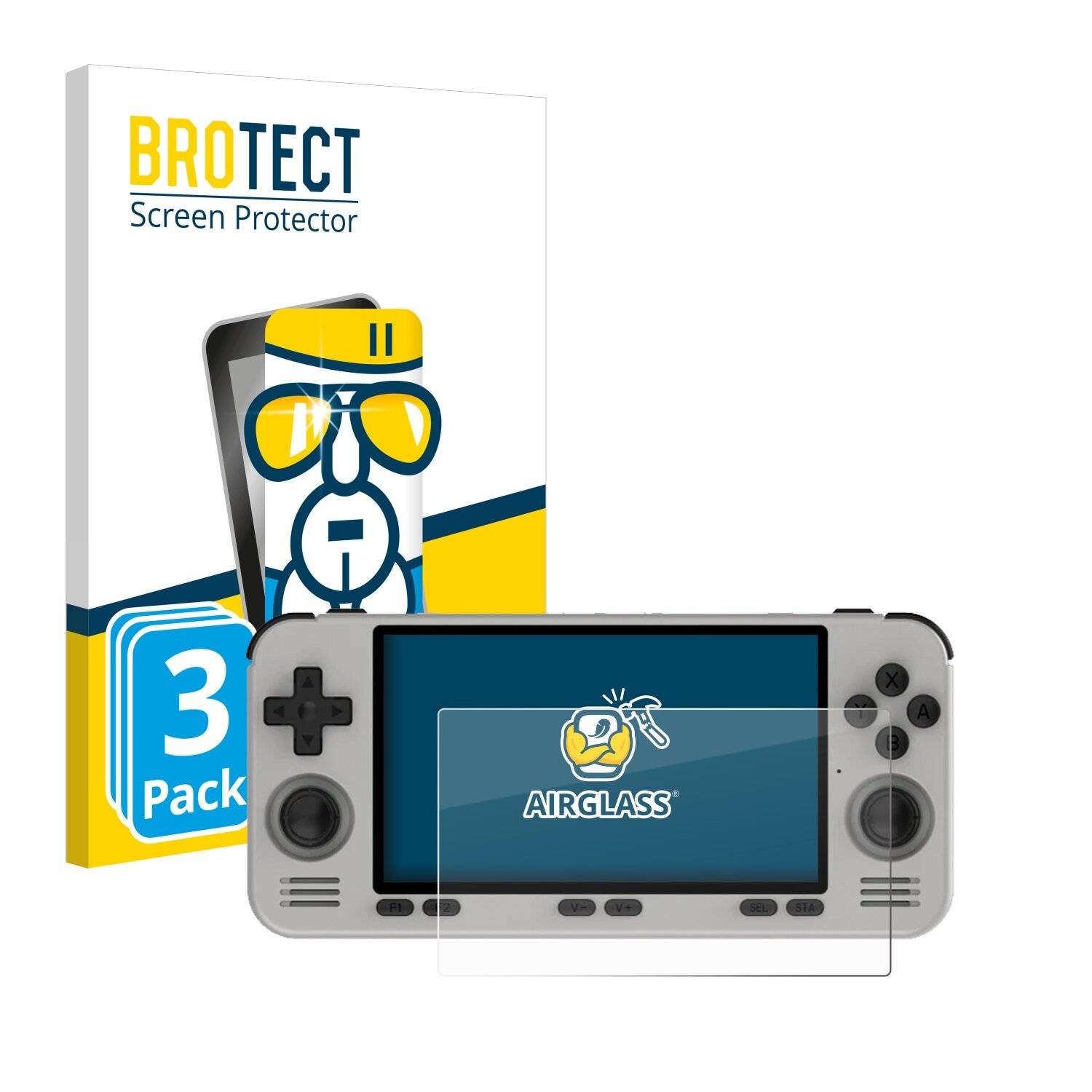 3x BROTECT AirGlass Glas Panzer-Folie für Powkiddy RGB10 MAX3 Pro -