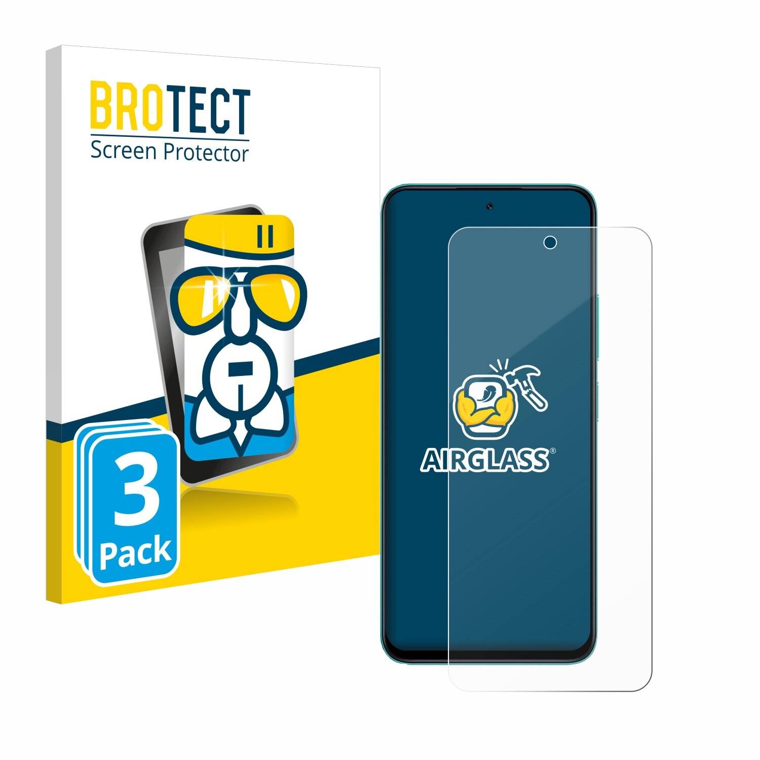 3x BROTECT AirGlass Glas Panzer-Folie für Xiaomi Poco M6 Pro 5G -