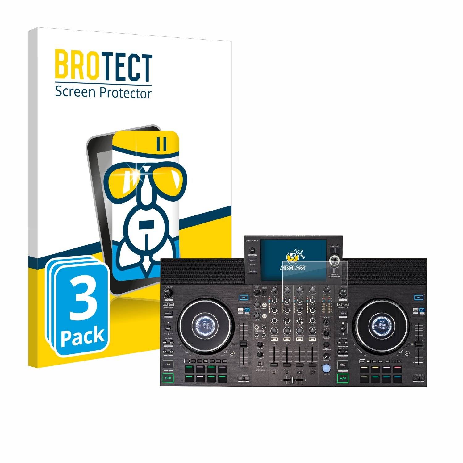3x BROTECT AirGlass Glas Panzer-Folie für Denon DJ SC LIVE 4 -