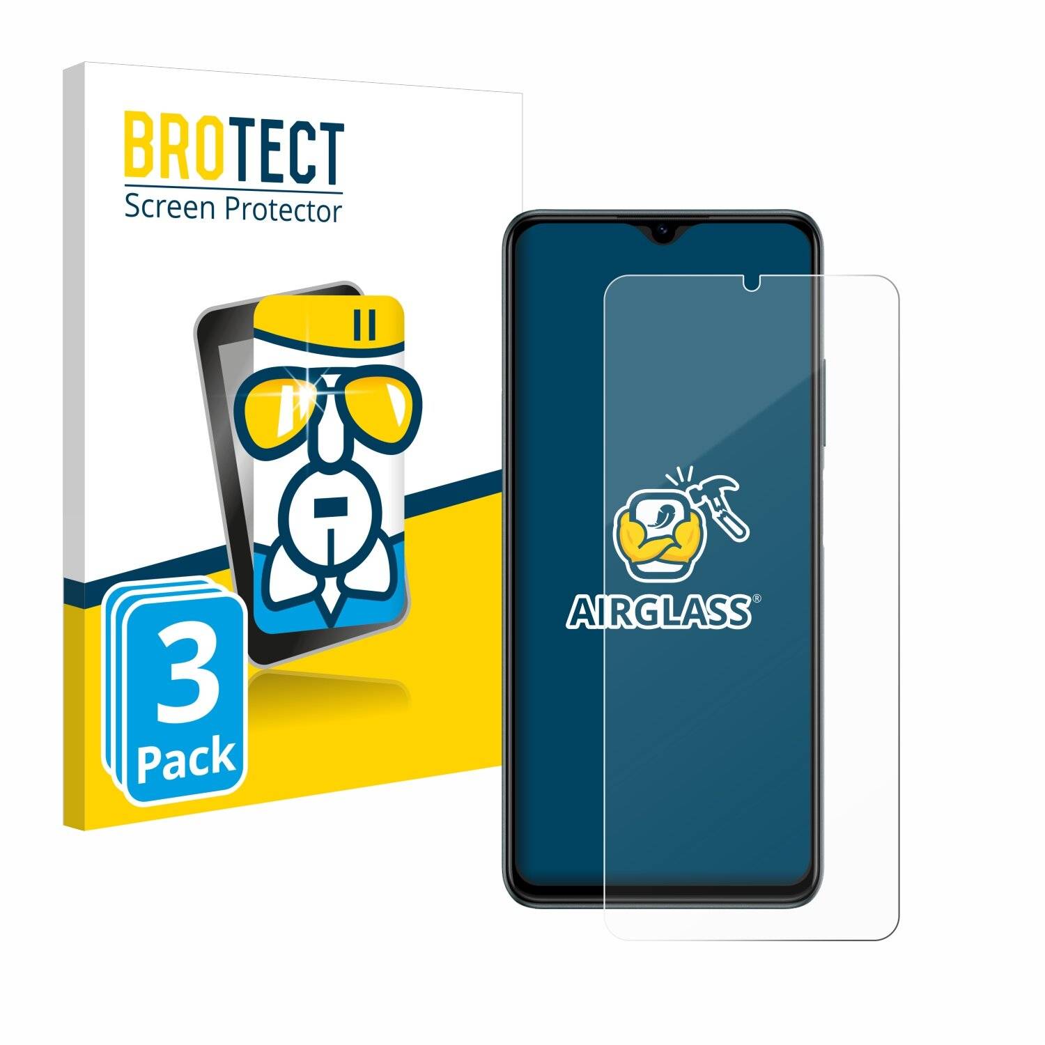 3x BROTECT AirGlass Glas Panzer-Folie für ZTE Blade A72s -