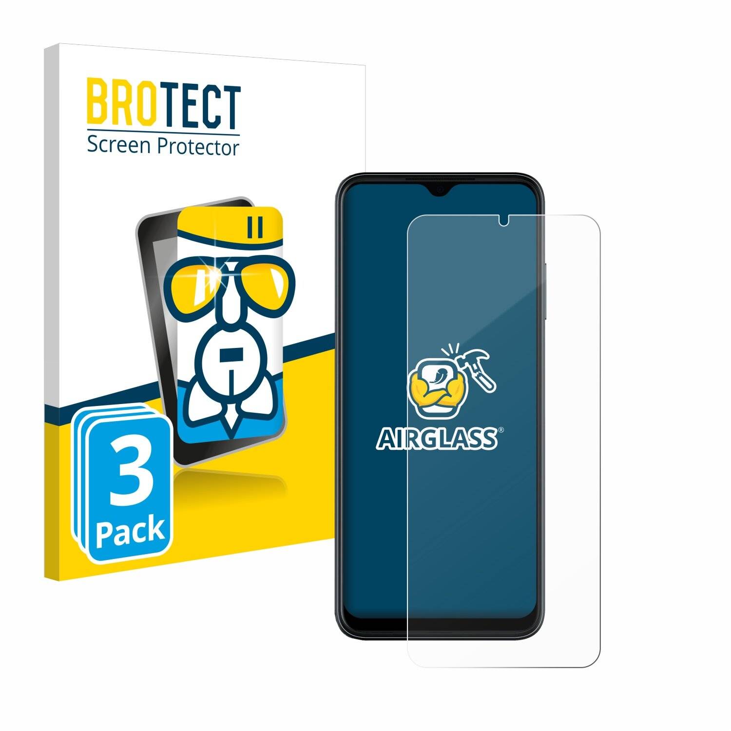 3x BROTECT AirGlass Glas Panzer-Folie für T-Mobile Revvl 6 Pro 5G -