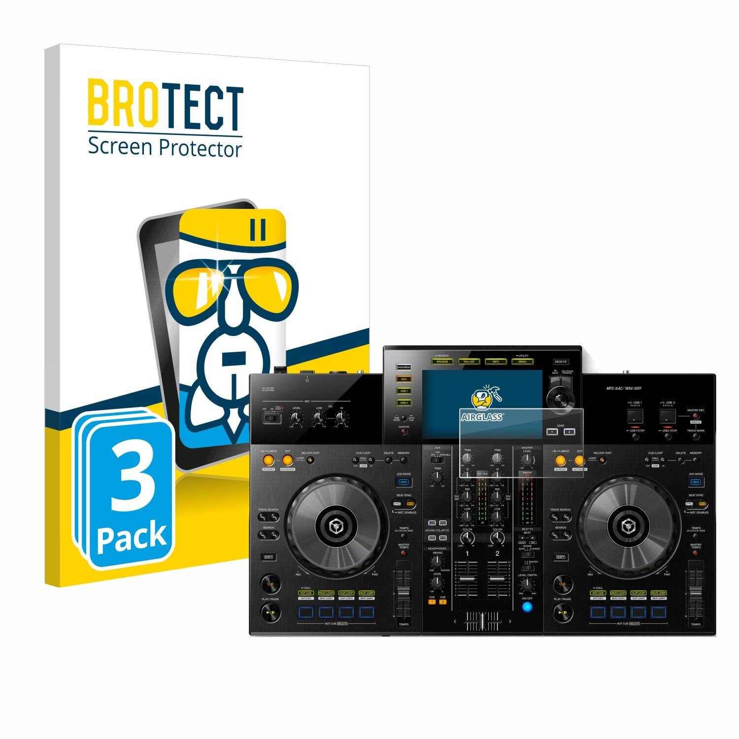 3x BROTECT AirGlass Glas Panzer-Folie für Pioneer XDJ -RR -