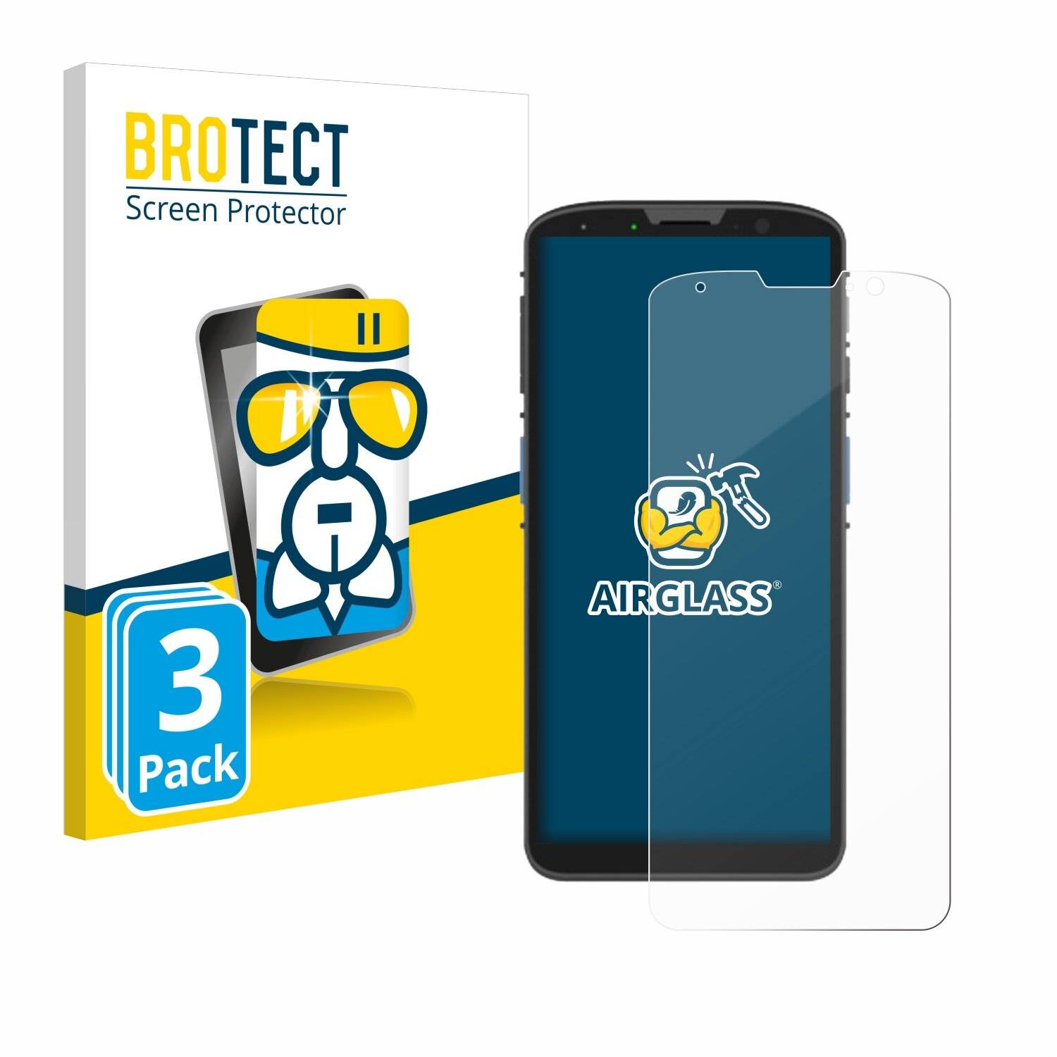 3x BROTECT AirGlass Glas Panzer-Folie für Unitech EA630Plus -