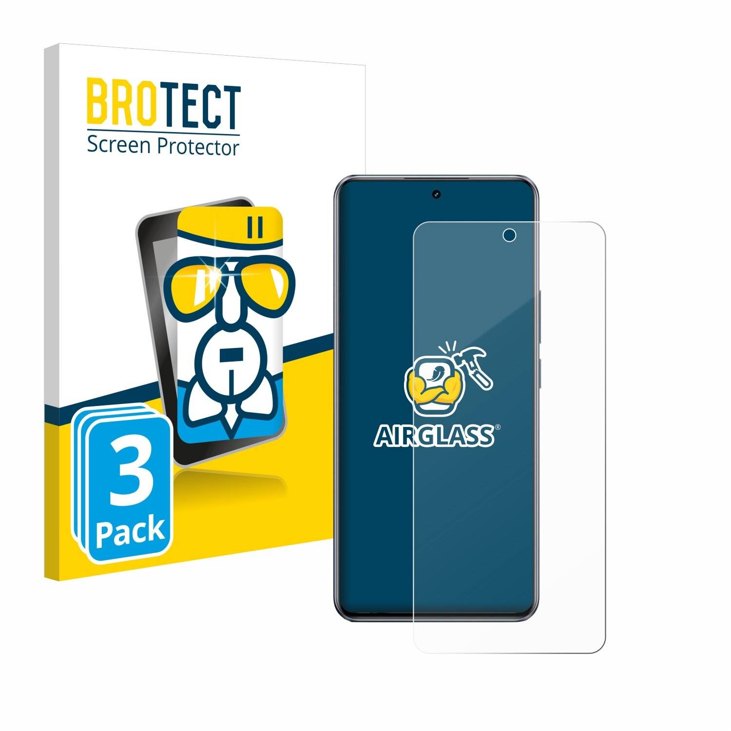 3x BROTECT AirGlass Glas Panzer-Folie für realme GT5 240W -