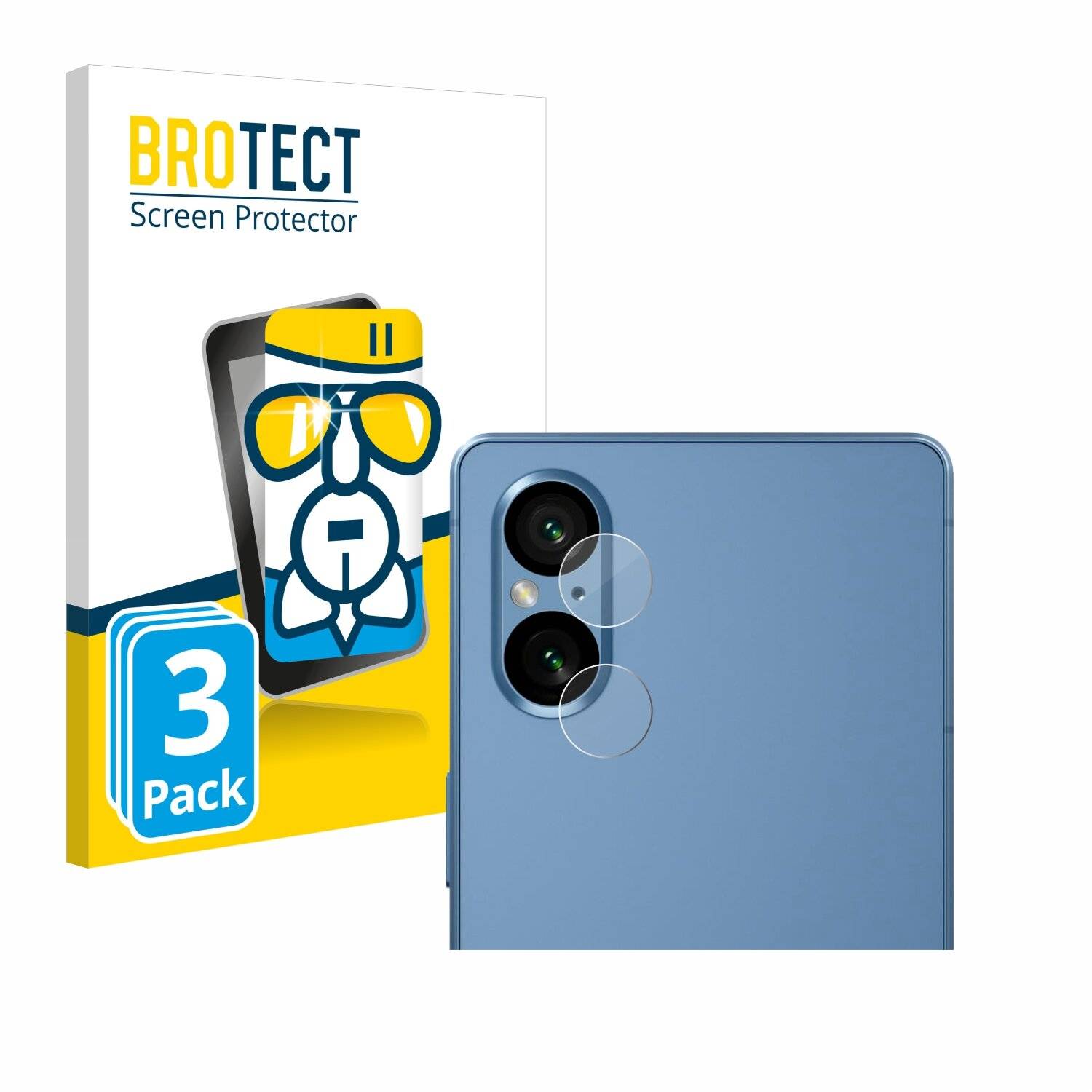 3x BROTECT AirGlass Glas Panzer-Folie für Sony Xperia 5 V (NUR Kameraschutz) -