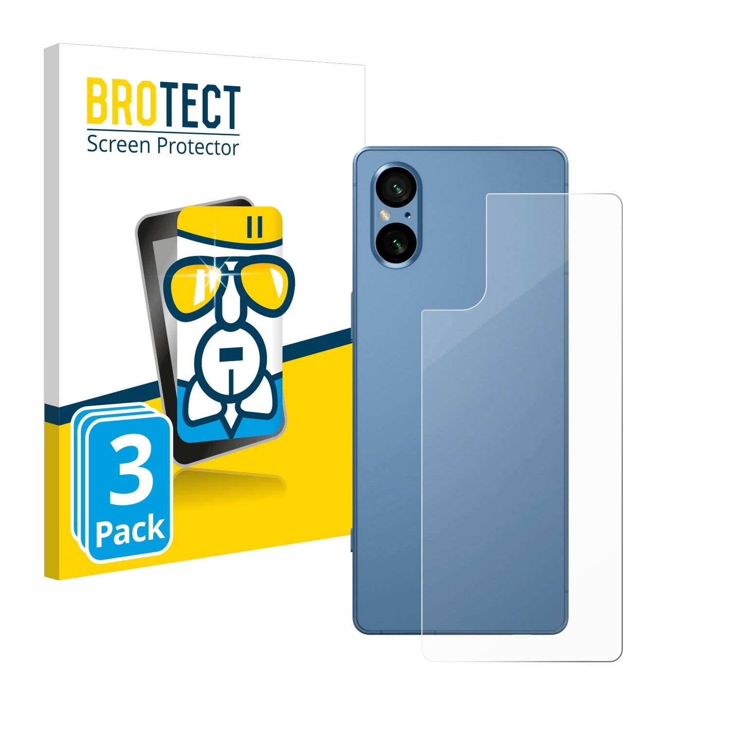 3x BROTECT AirGlass Glas Panzer-Folie für Sony Xperia 5 V (Rückseite) -