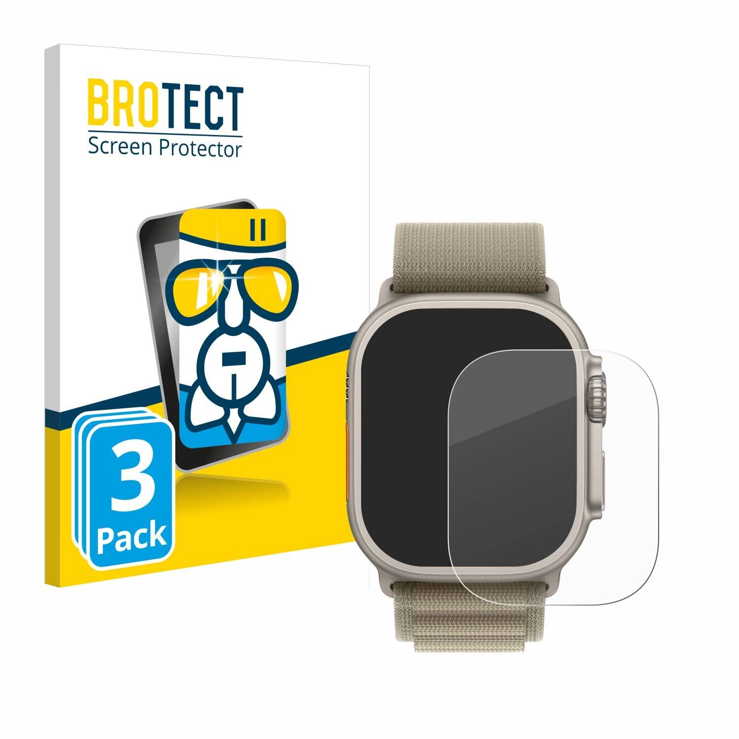 3x BROTECT AirGlass Glas Panzer-Folie für Apple Watch Ultra 2 (49 mm) -