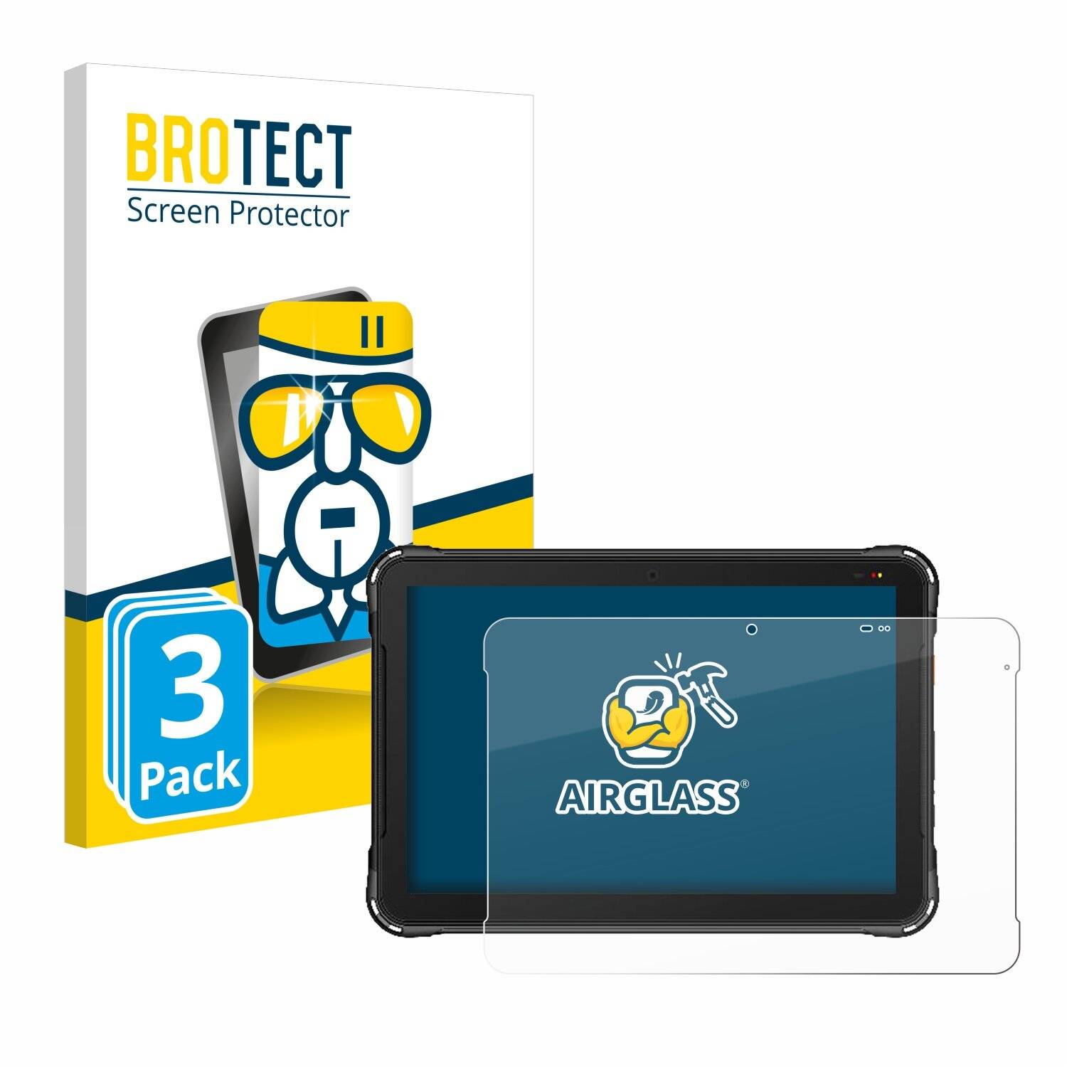 3x BROTECT AirGlass Glas Panzer-Folie für Urovo P8100P 10 Tablet -