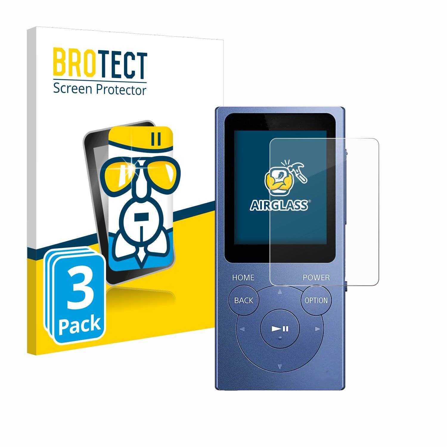 3x BROTECT AirGlass Glas Panzer-Folie für Sony Walkman NW-E394 -