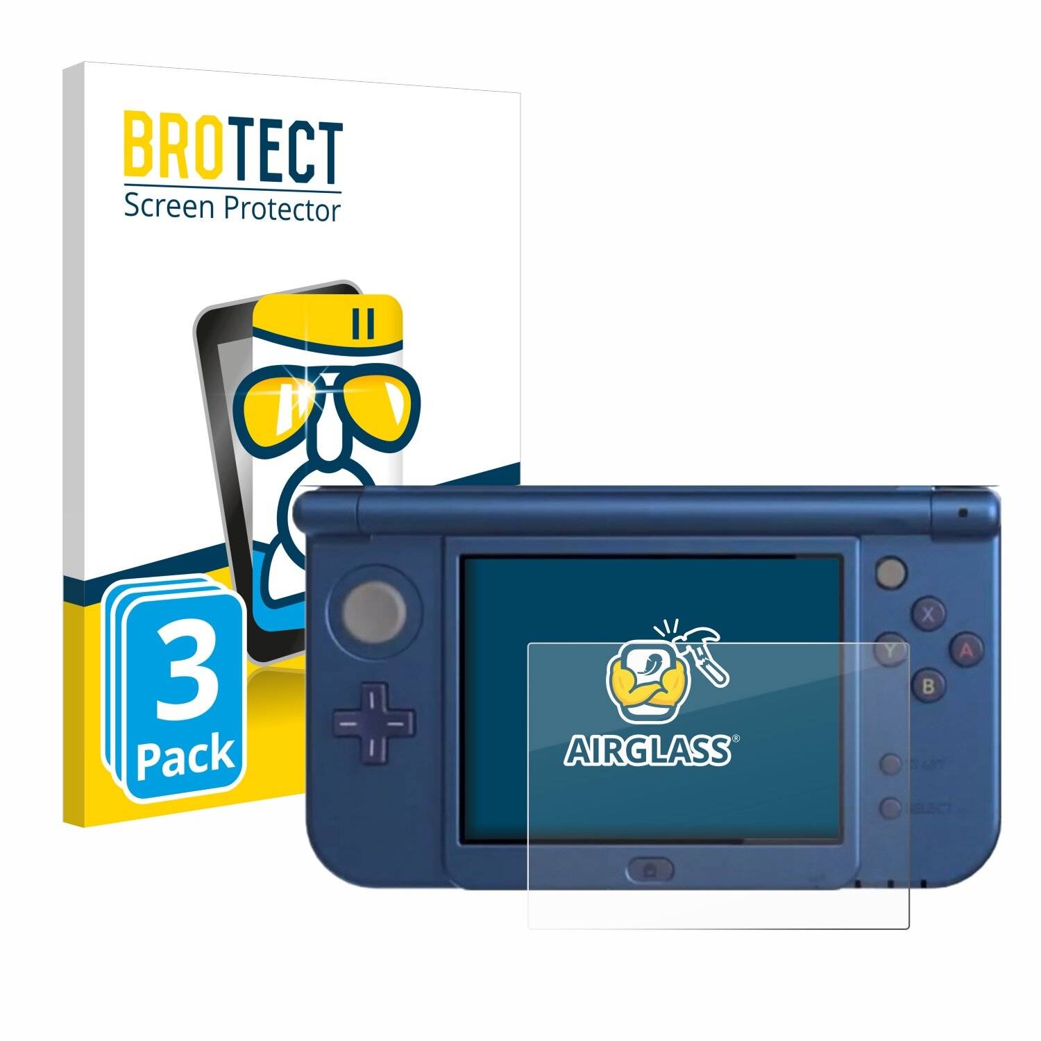 3x BROTECT AirGlass Glas Panzer-Folie für Nintendo New 3DS XL (Unteres Display) -