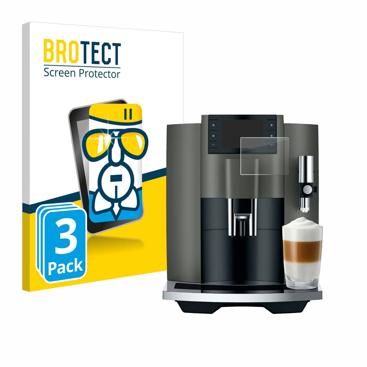 3x BROTECT AirGlass Glas Panzer-Folie für Jura E8 (EC) -