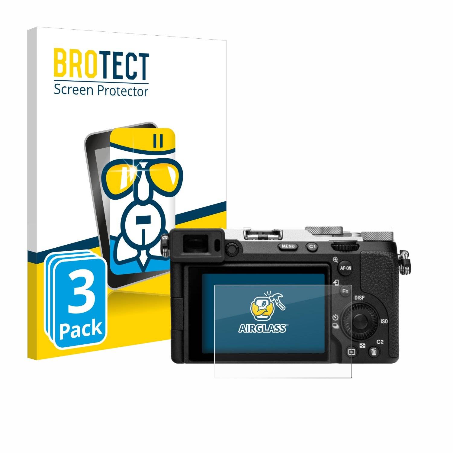 3x BROTECT AirGlass Glas Panzer-Folie für Sony Alpha 7C II (ILCE-7CM2) -