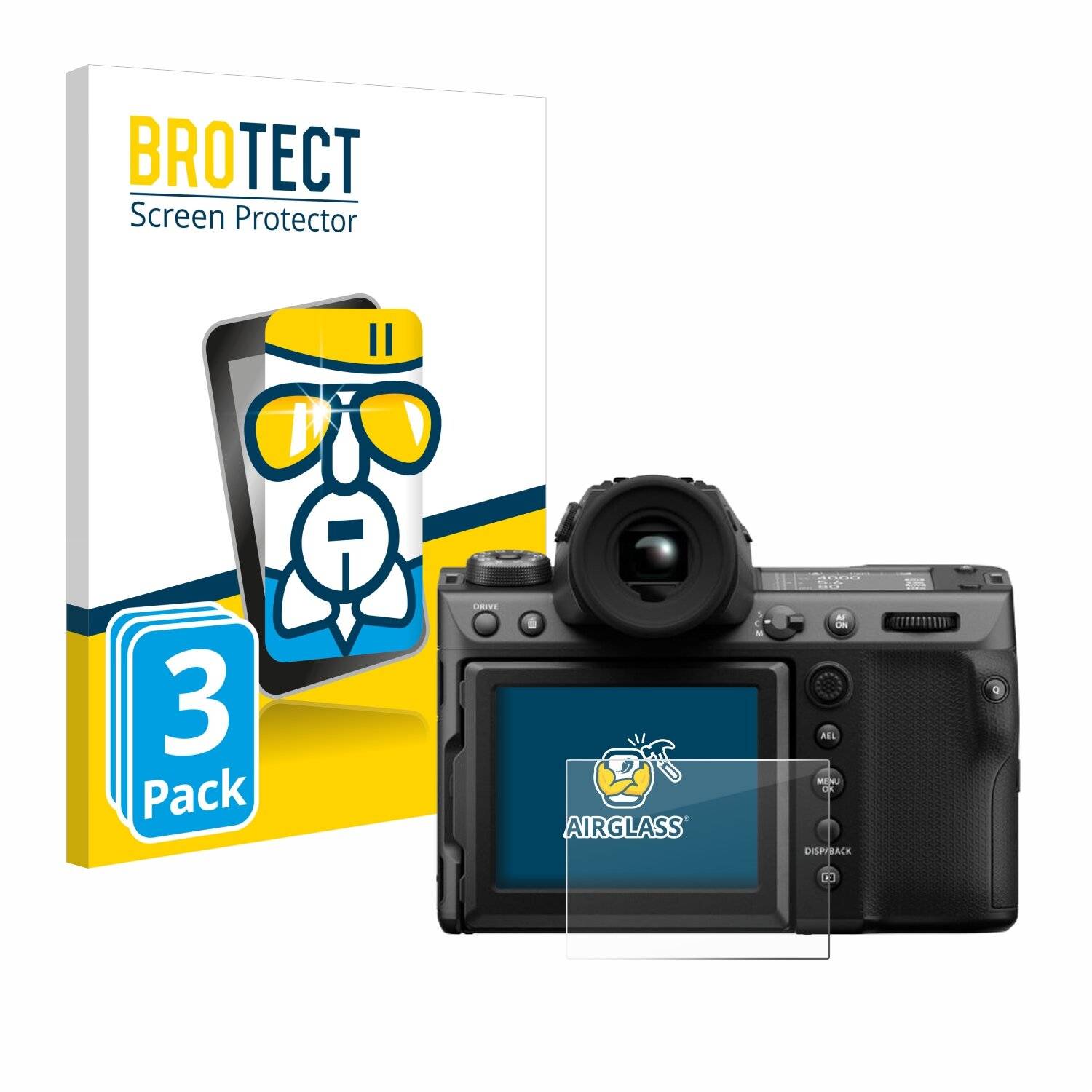 3x BROTECT AirGlass Glas Panzer-Folie für Fujifilm GFX100 II -